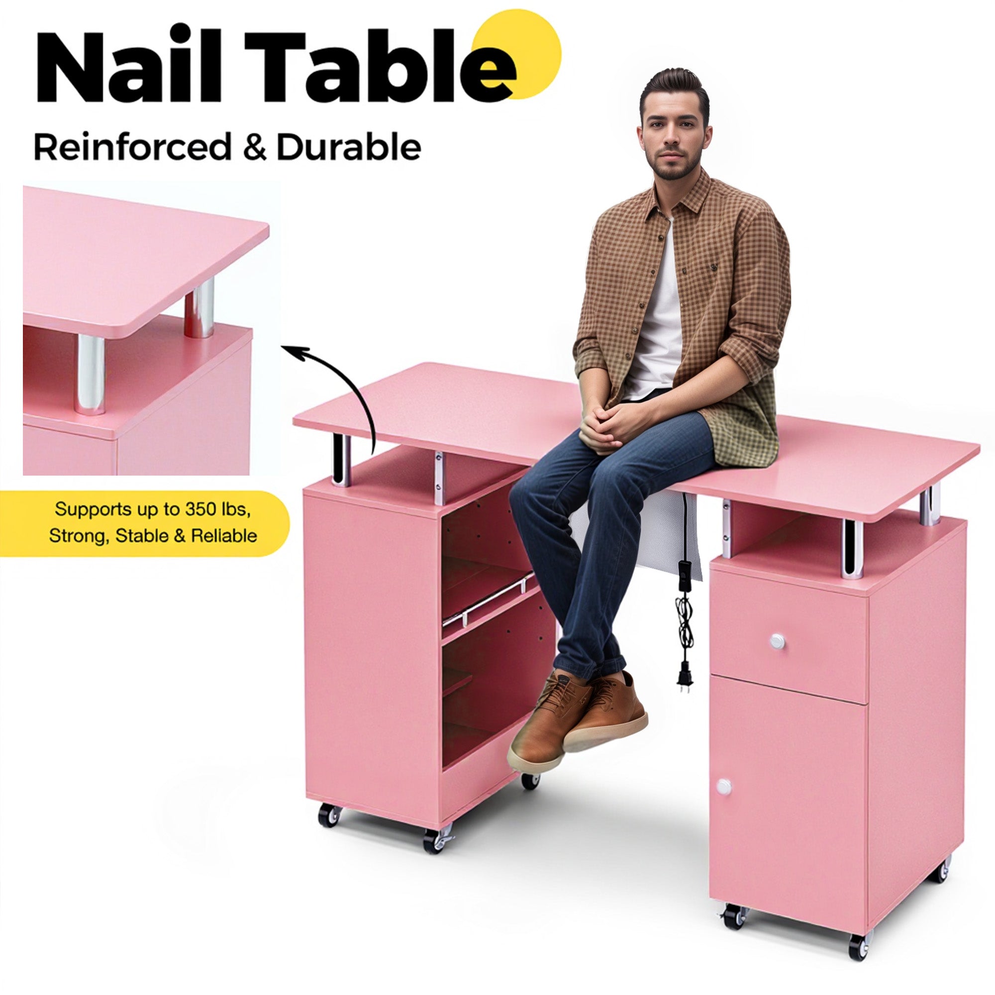 Advwin Nail Table w/ Dust Collector & Wrist Rest