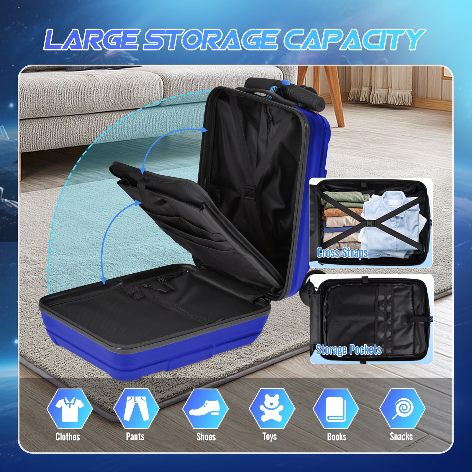 Advwin Foldable Carry On Scooter Suitcase for Kids