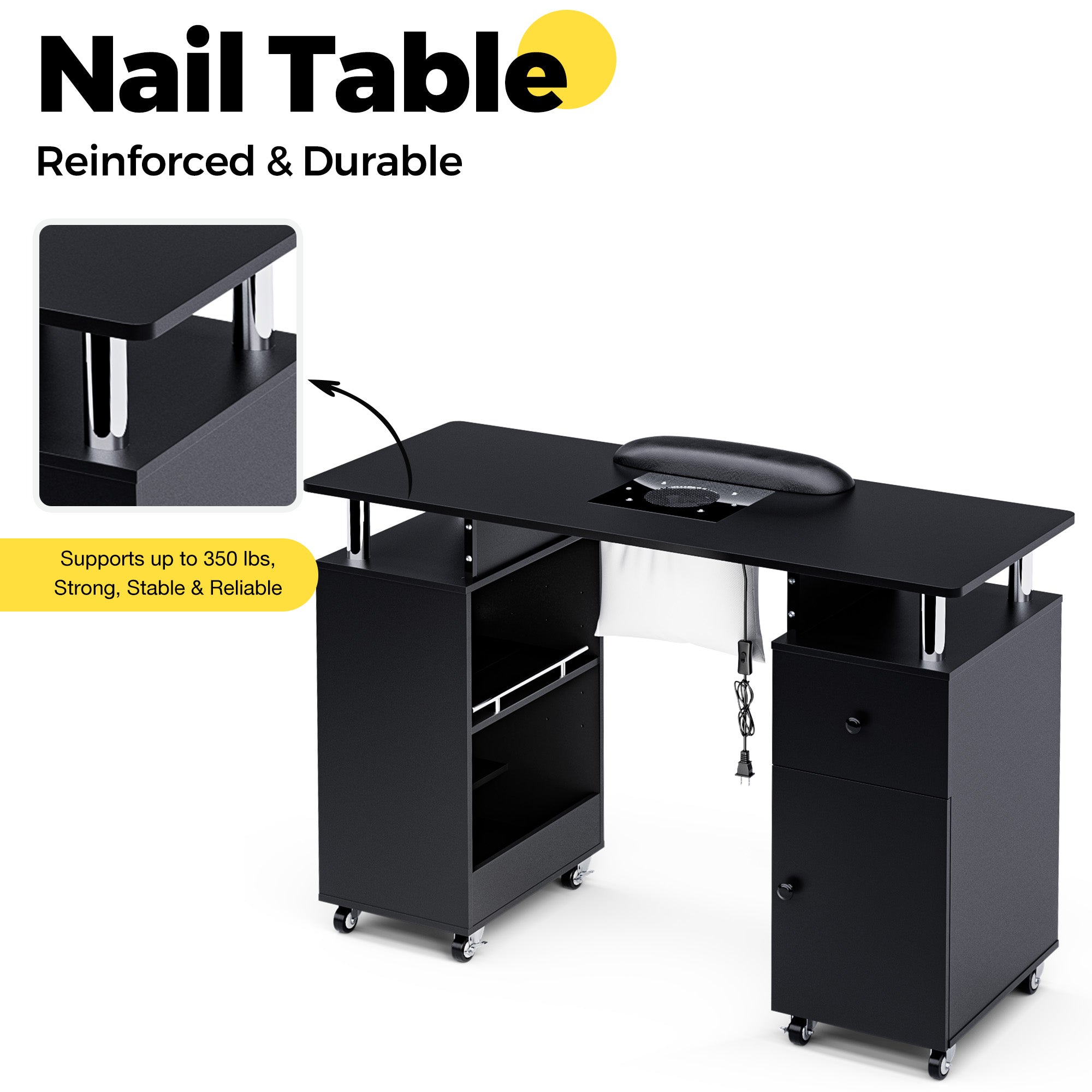Advwin Nail Table w/ Dust Collector & Wrist Rest
