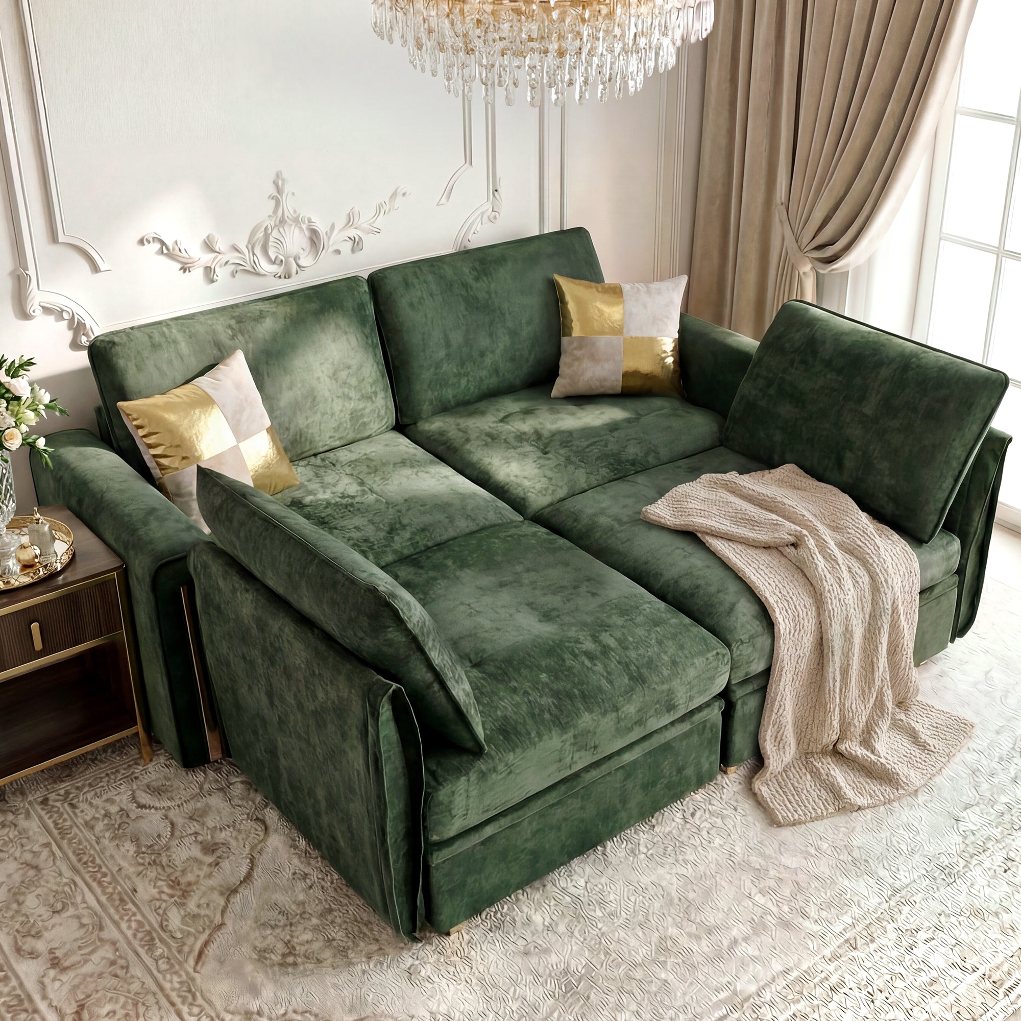 Advwin Oversized Modular Chenille Sofa with Storage