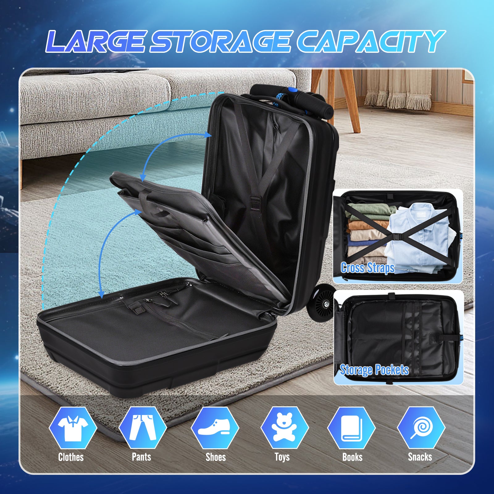 Advwin Foldable Carry On Scooter Suitcase for Kids