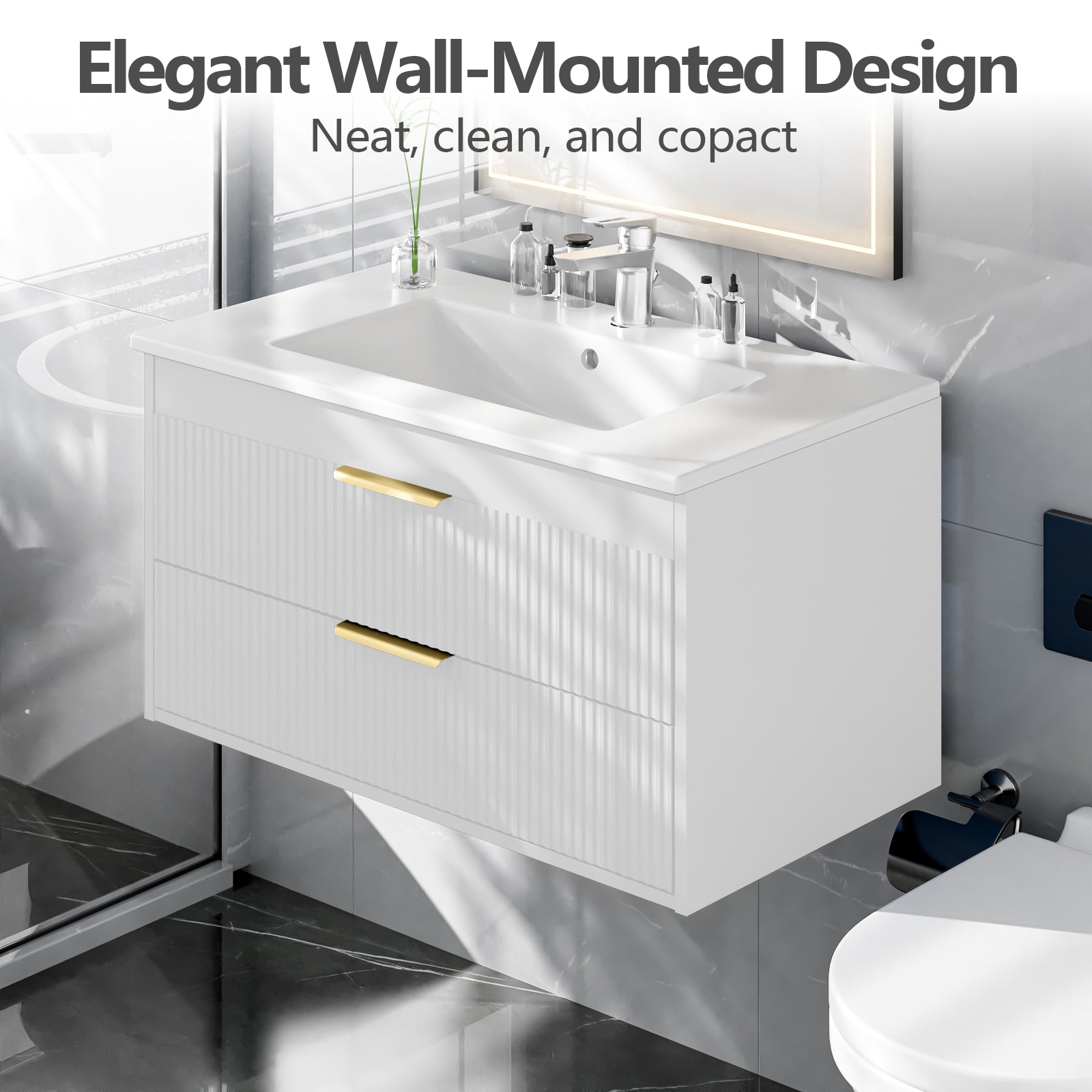 Advwin Bathroom Vanity with Ceramic Sink