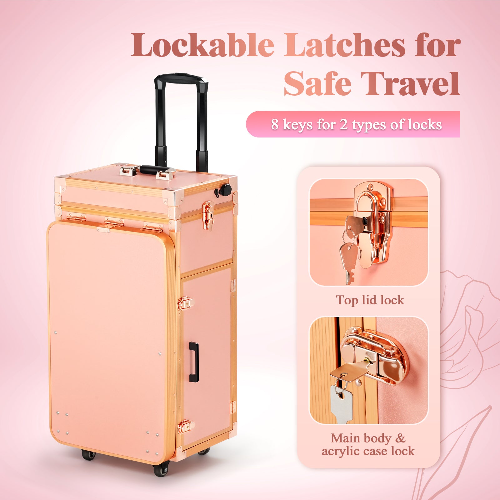 Advwin Foldable Manicure Table LED Mirror 4 Drawers