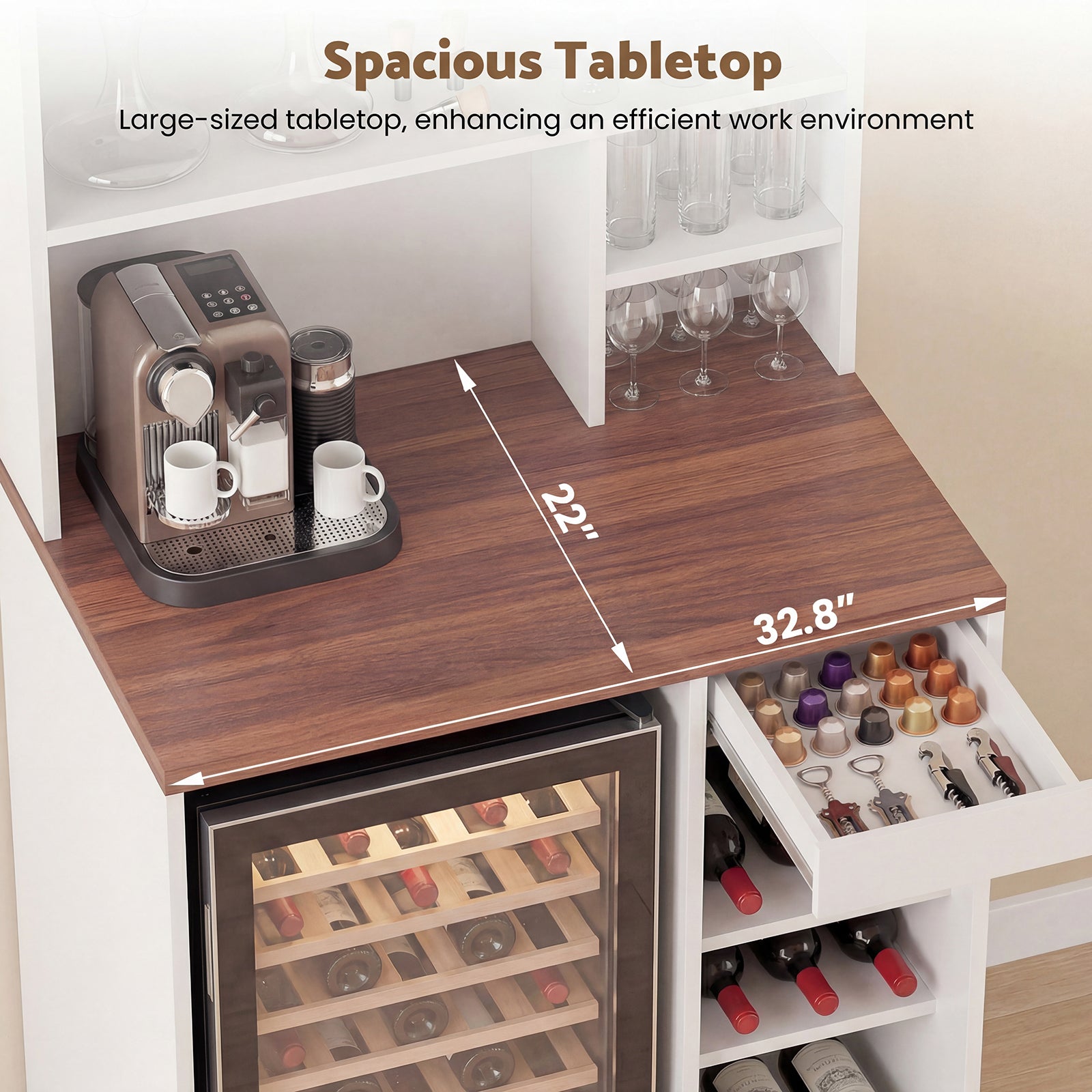 Advwin 8-Tier Tall Home Coffee Bar Cabinet