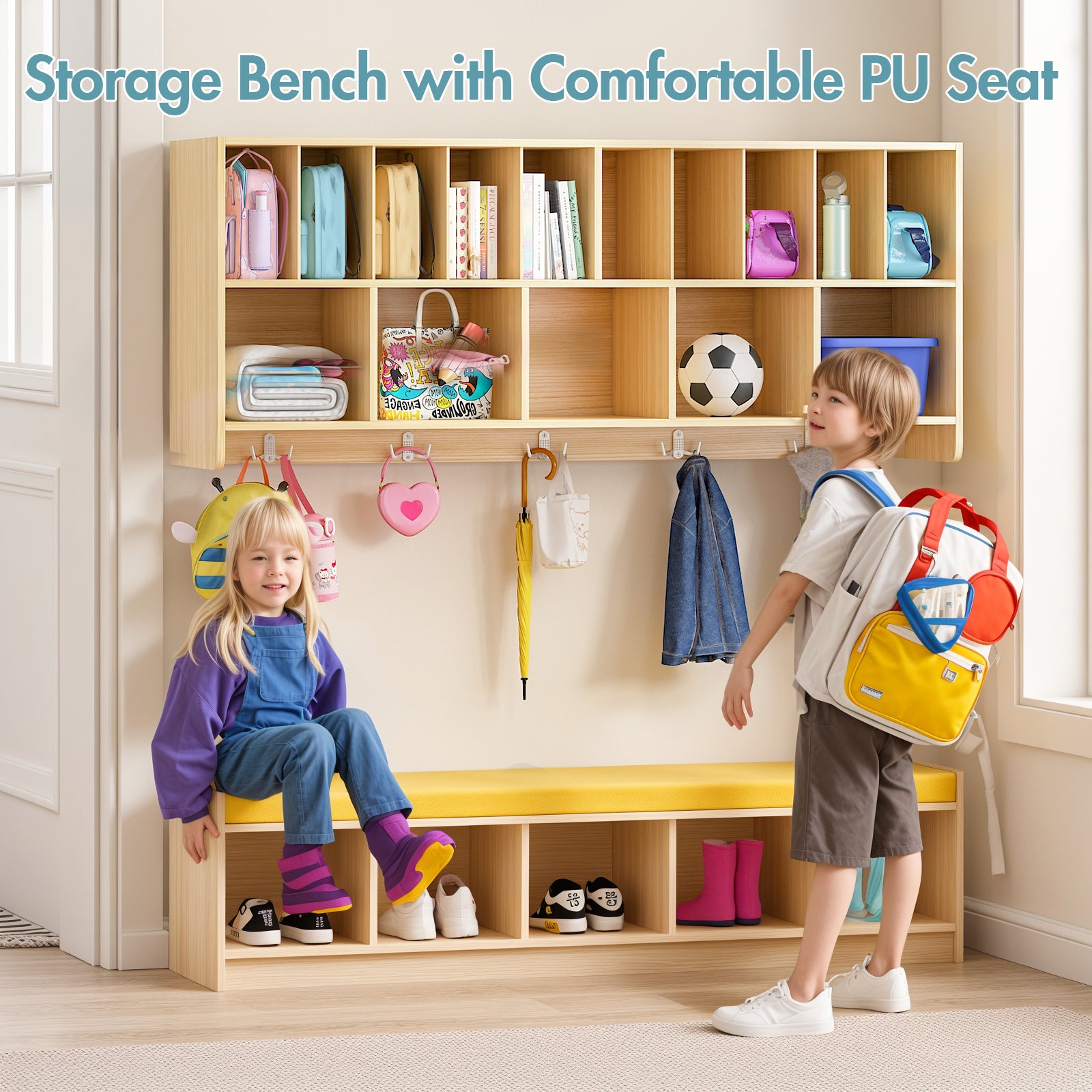 Advwin Wall-Mounted Diaper Storage w/Bench