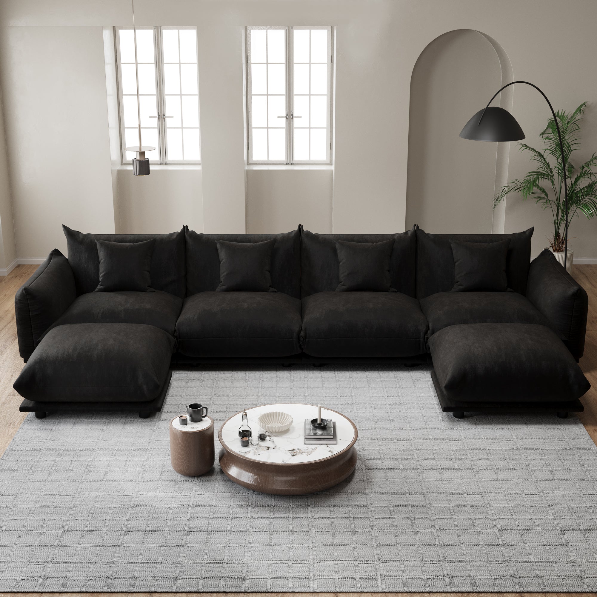 Advwin Modern Minimalist Chenille Modular Sectional Sofa
