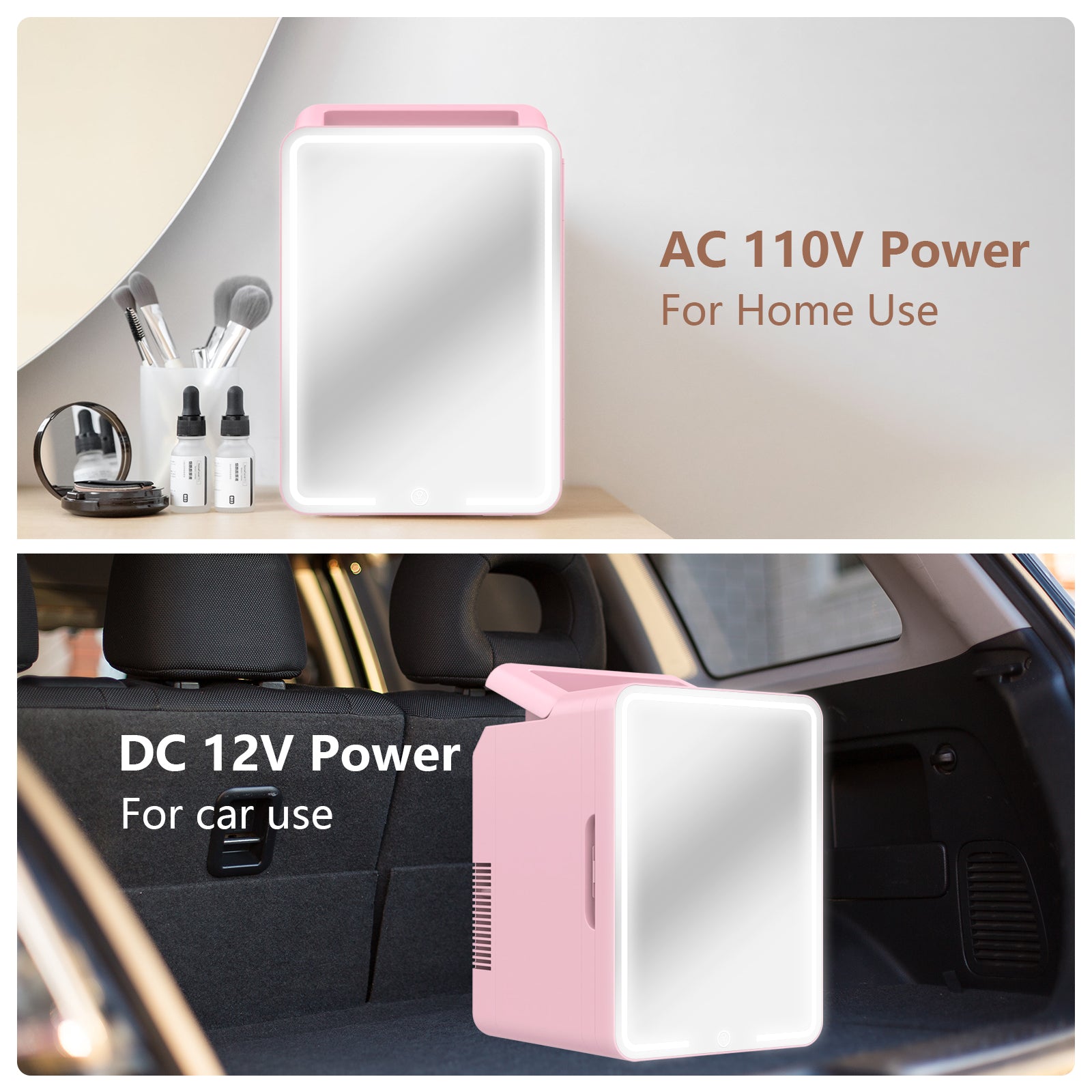 Advwin 12L Mini Fridge with LED Light Mirror