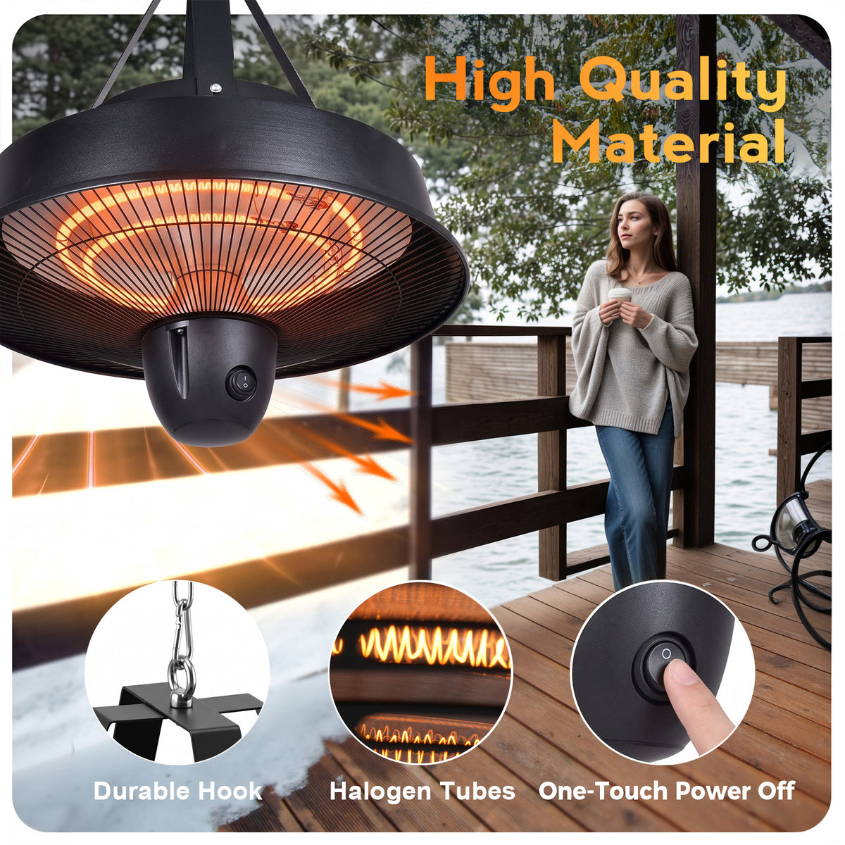 Advwin 1800W Infrared Hanging Patio Heater