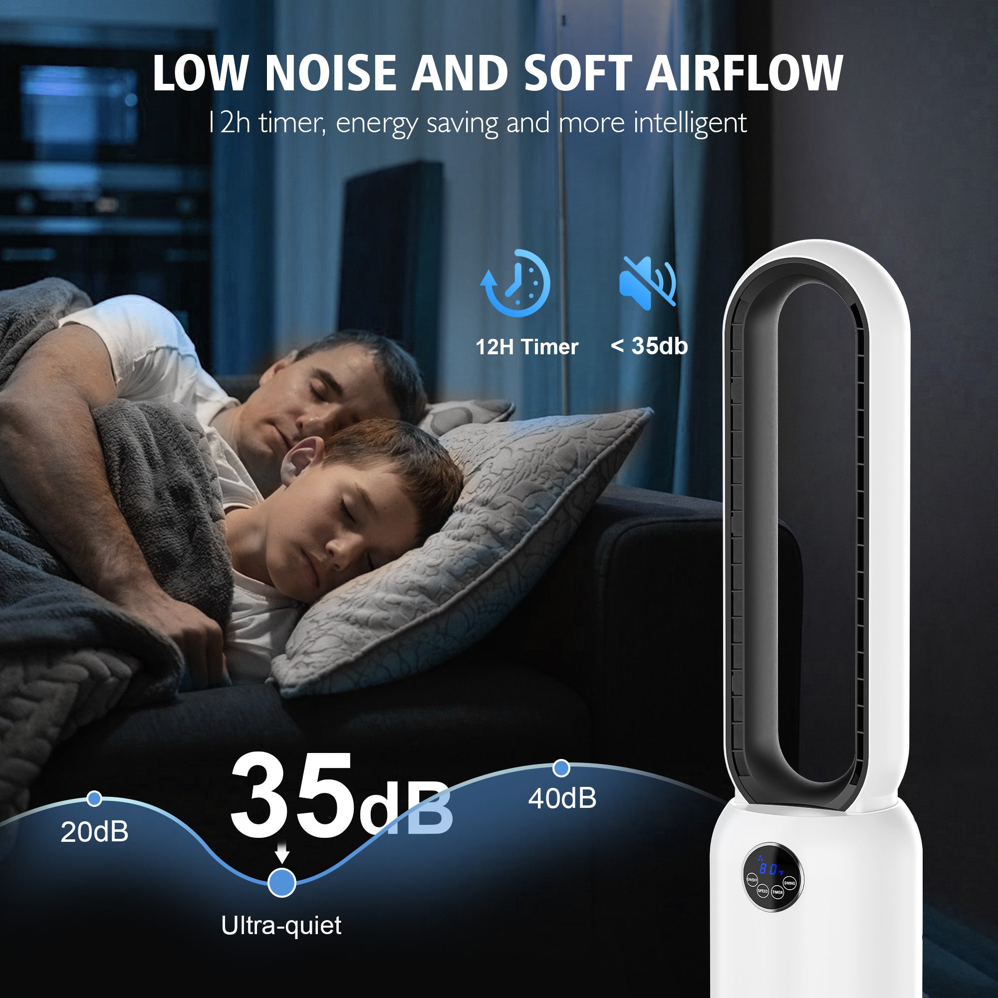 Advwin Upgrated Portable Bladeless Tower Fan