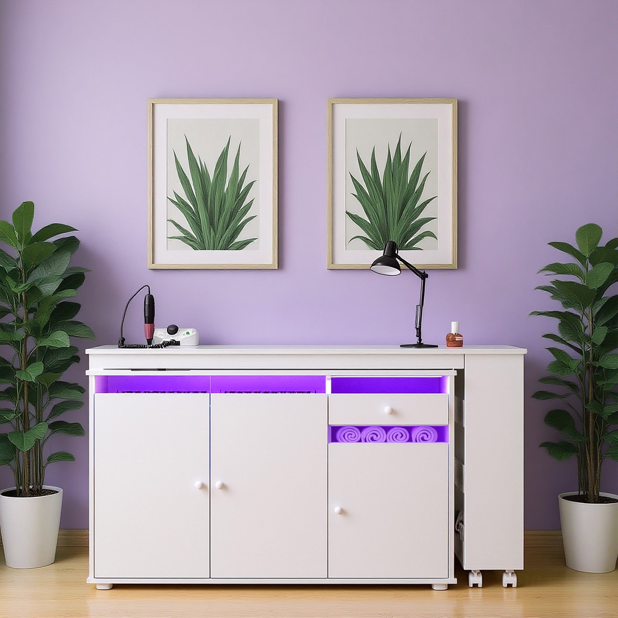 Advwin Rotating & Convertible Nail Table with LED Light