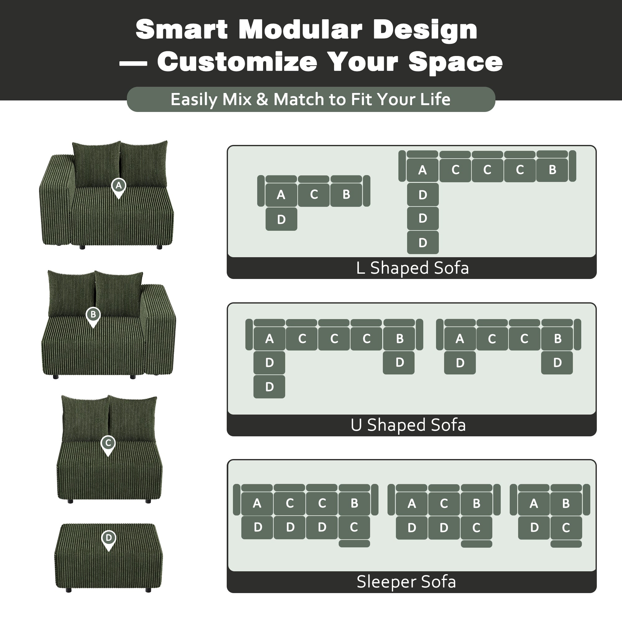 Advwin Boneless Cloud Modern Oversized Modular Sectional Sofa