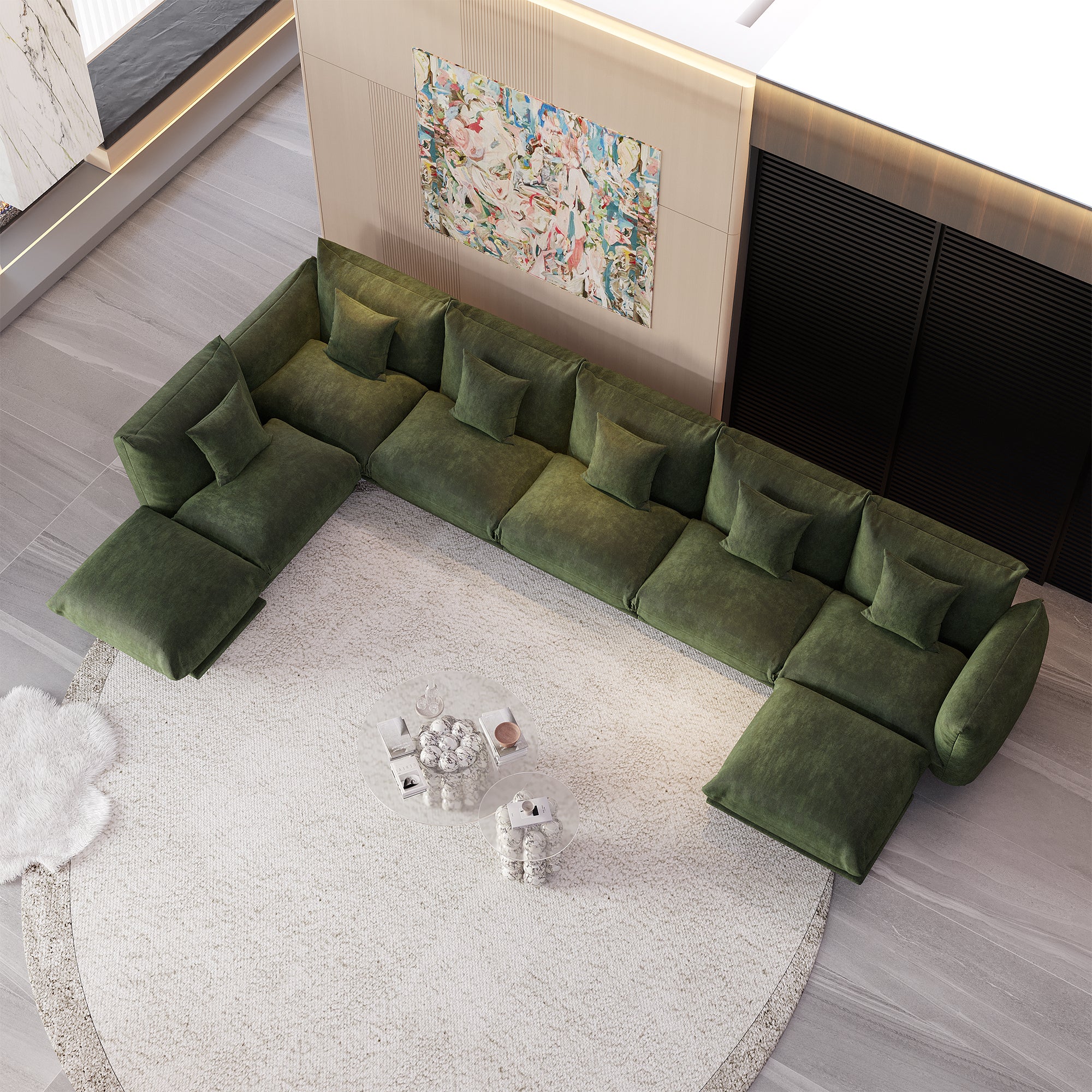 Advwin Modern Minimalist Chenille Modular Sectional Sofa