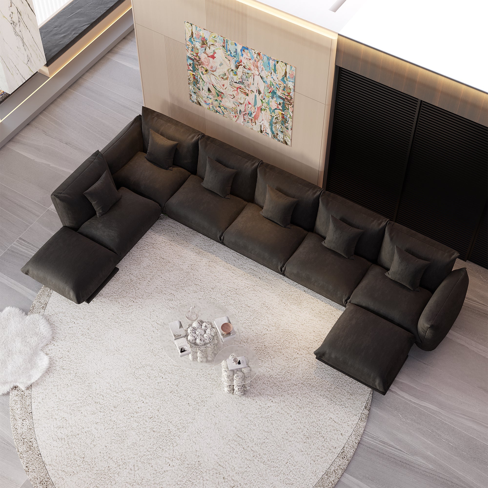 Advwin Modern Minimalist Chenille Modular Sectional Sofa