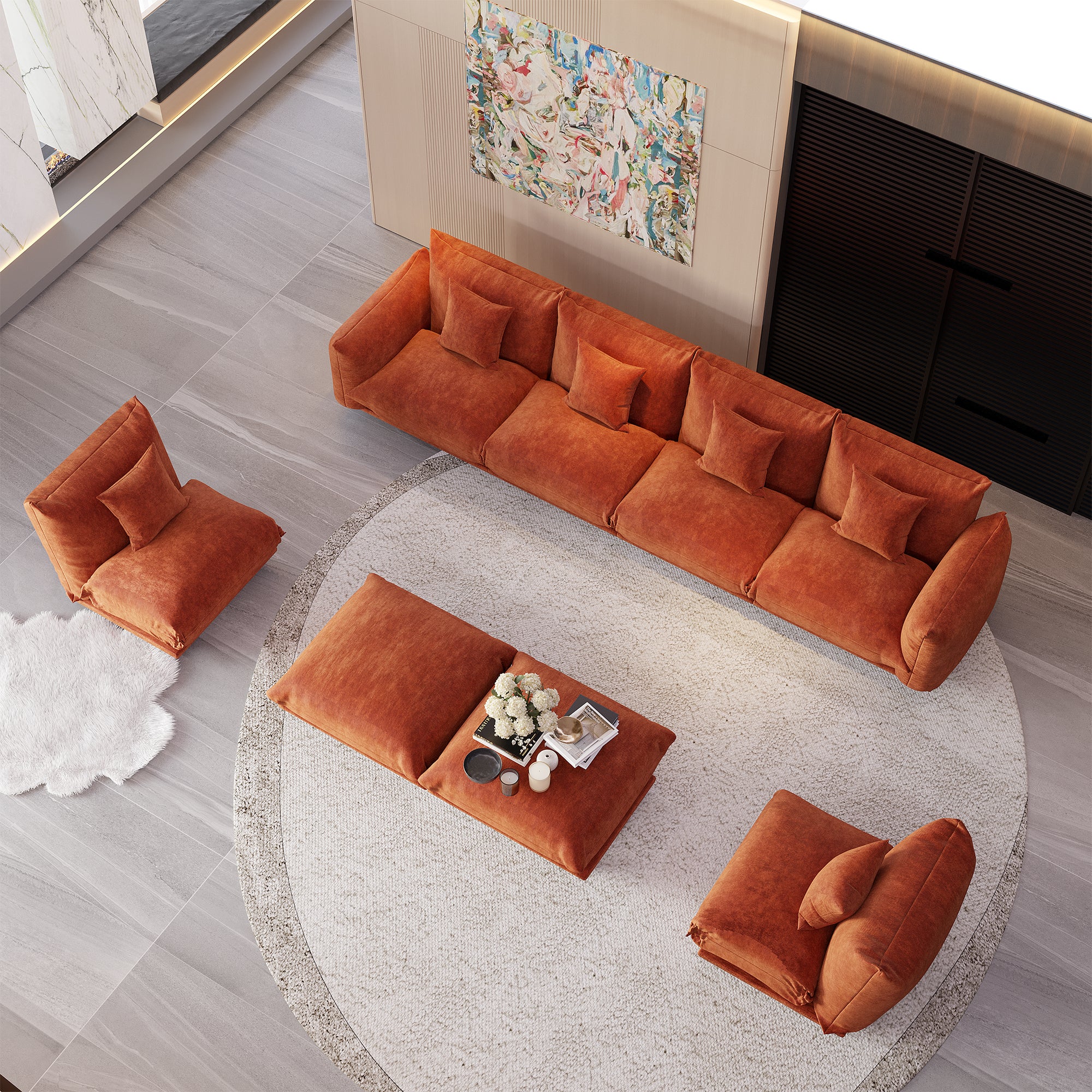 Advwin Modern Minimalist Chenille Modular Sectional Sofa