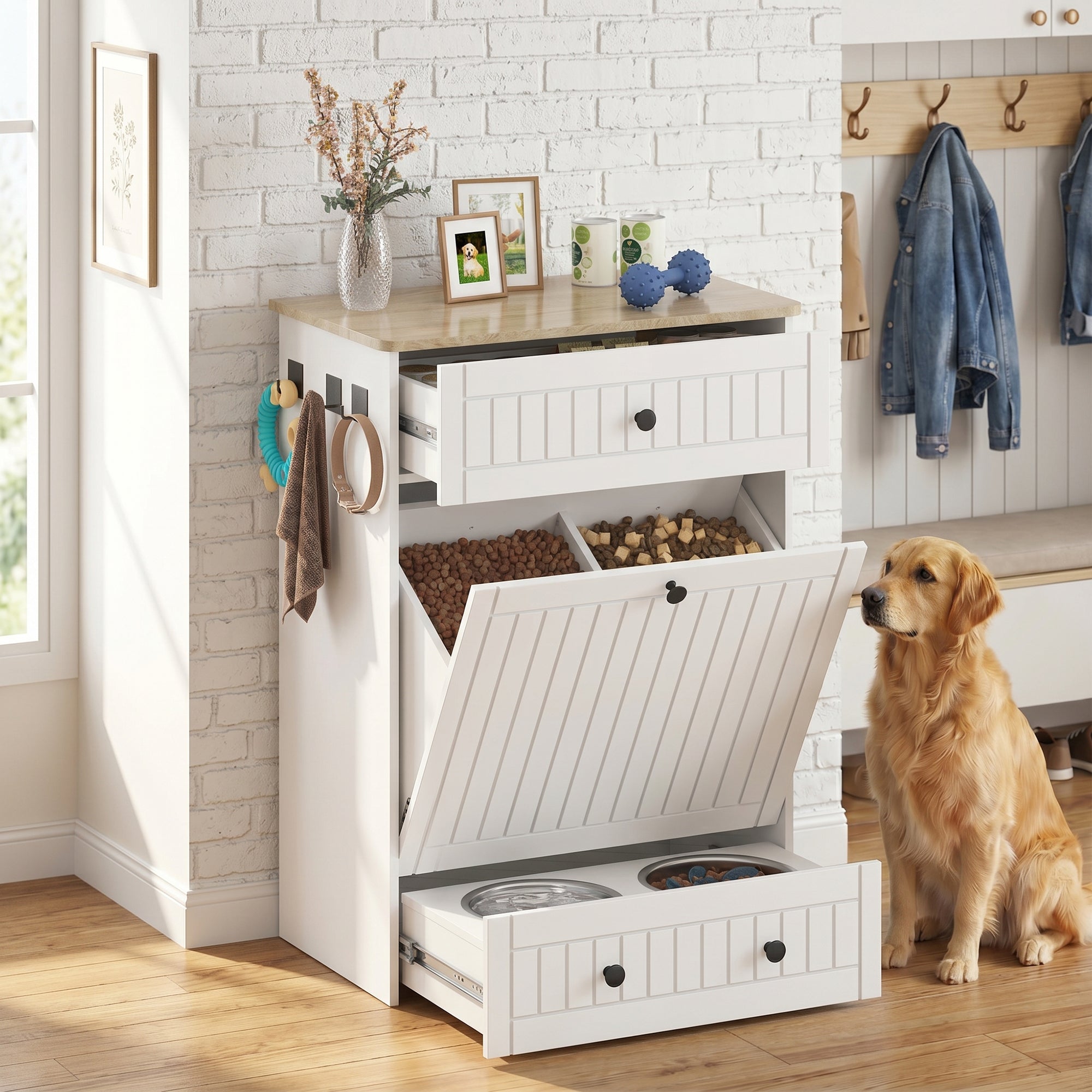 Advwin Dog Feeding Station Cabinet Slow Feeder Insert