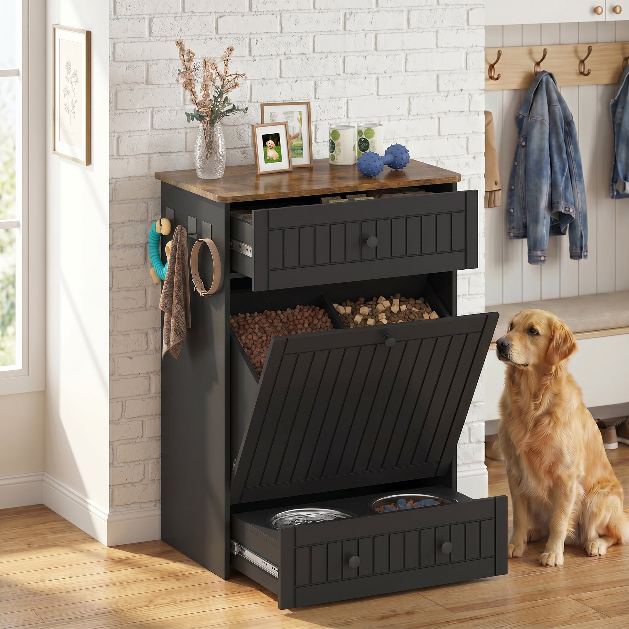 Advwin Dog Feeding Station Cabinet Slow Feeder Insert