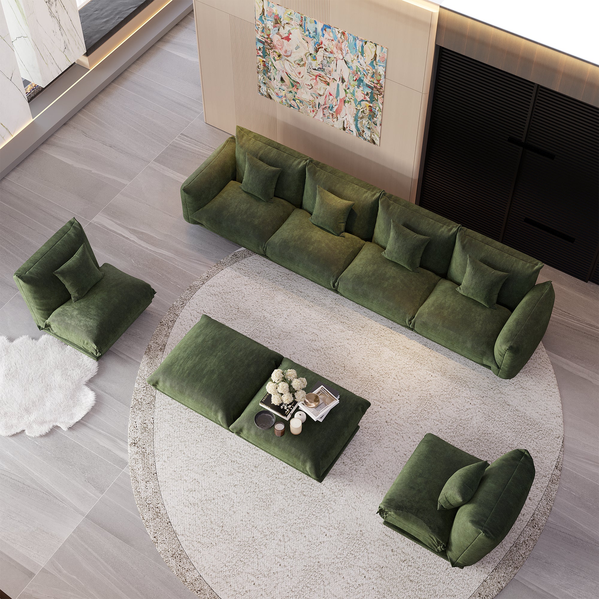 Advwin Modern Minimalist Chenille Modular Sectional Sofa