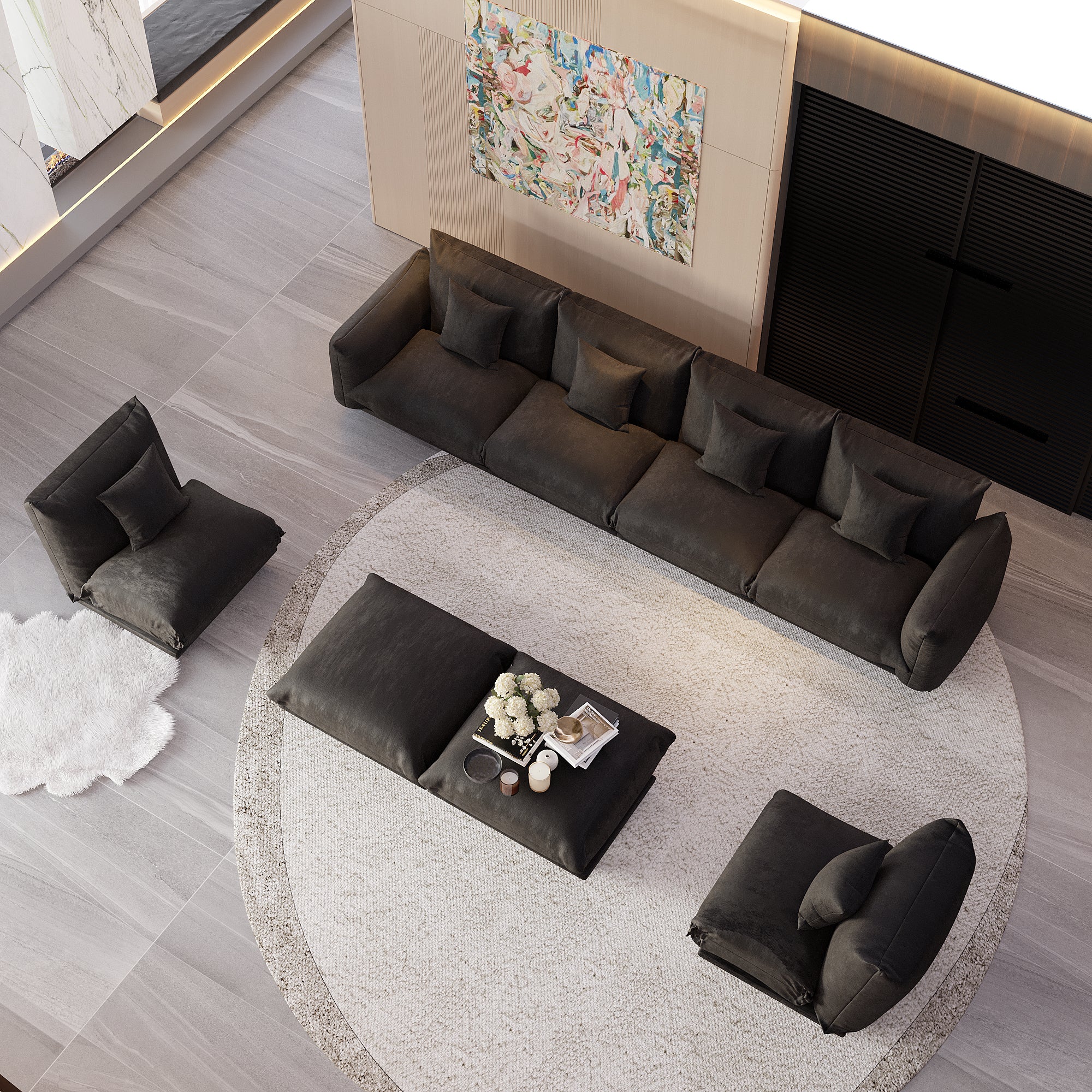 Advwin Modern Minimalist Chenille Modular Sectional Sofa