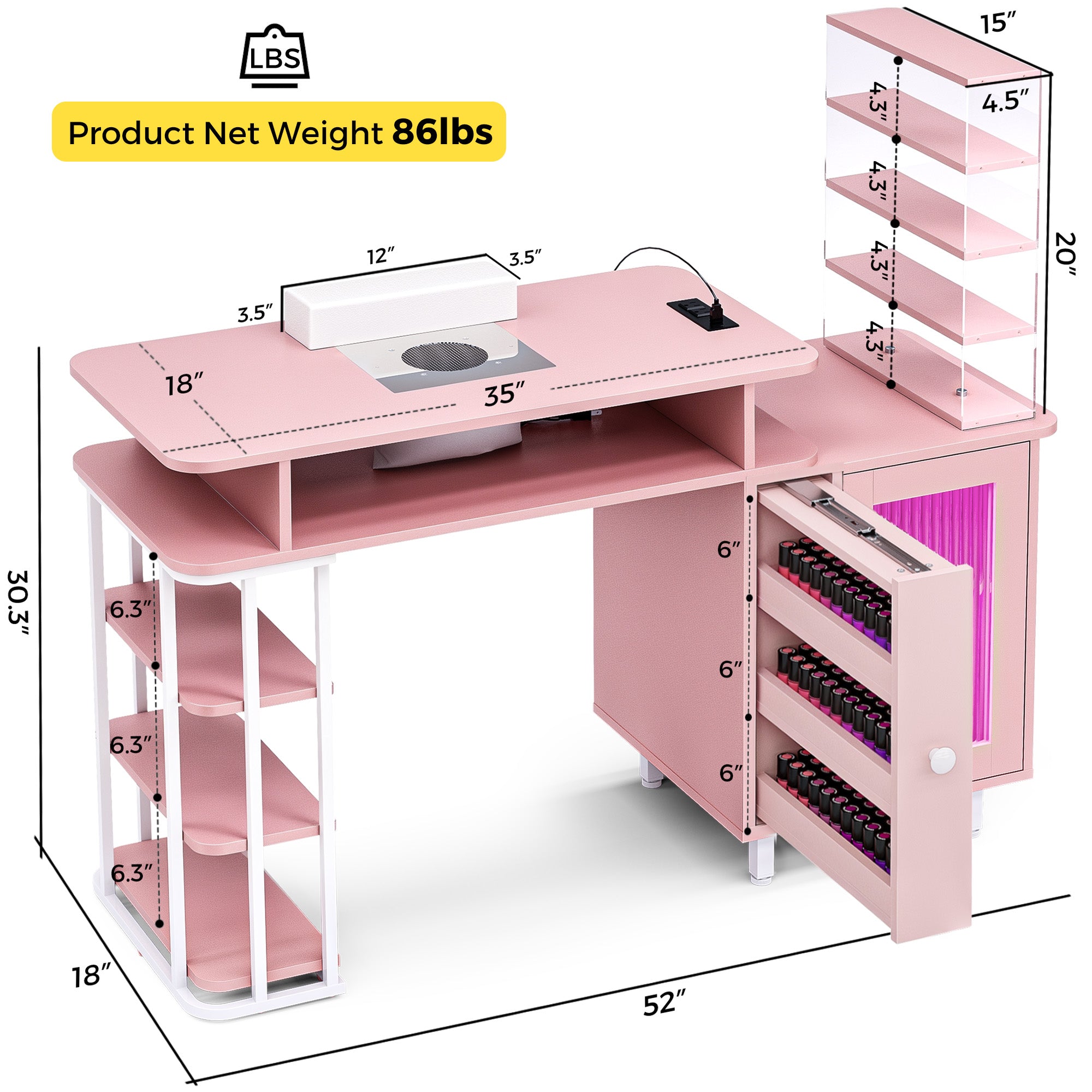 Advwin Manicure Table with LED Light