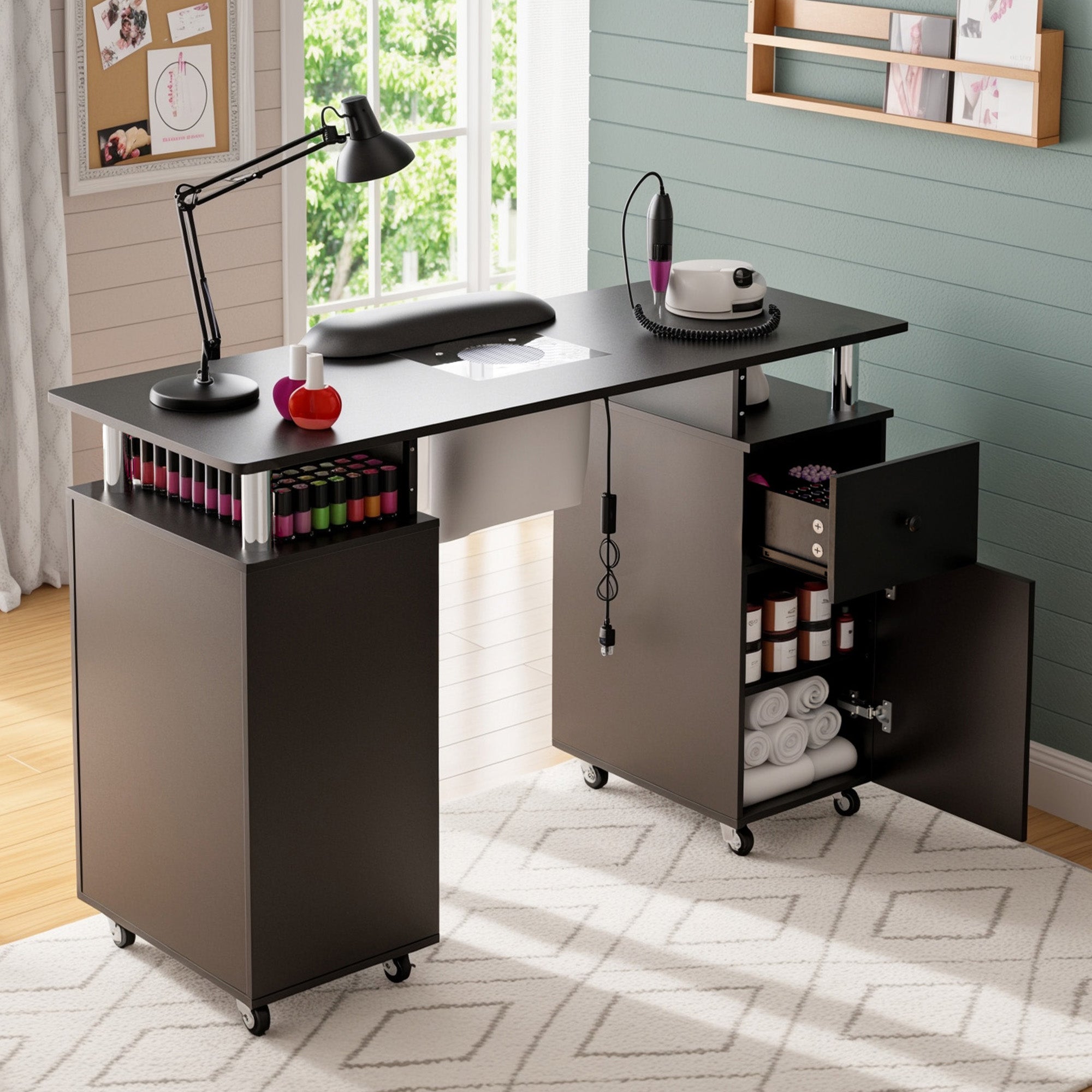 Advwin Nail Table w/ Dust Collector & Wrist Rest