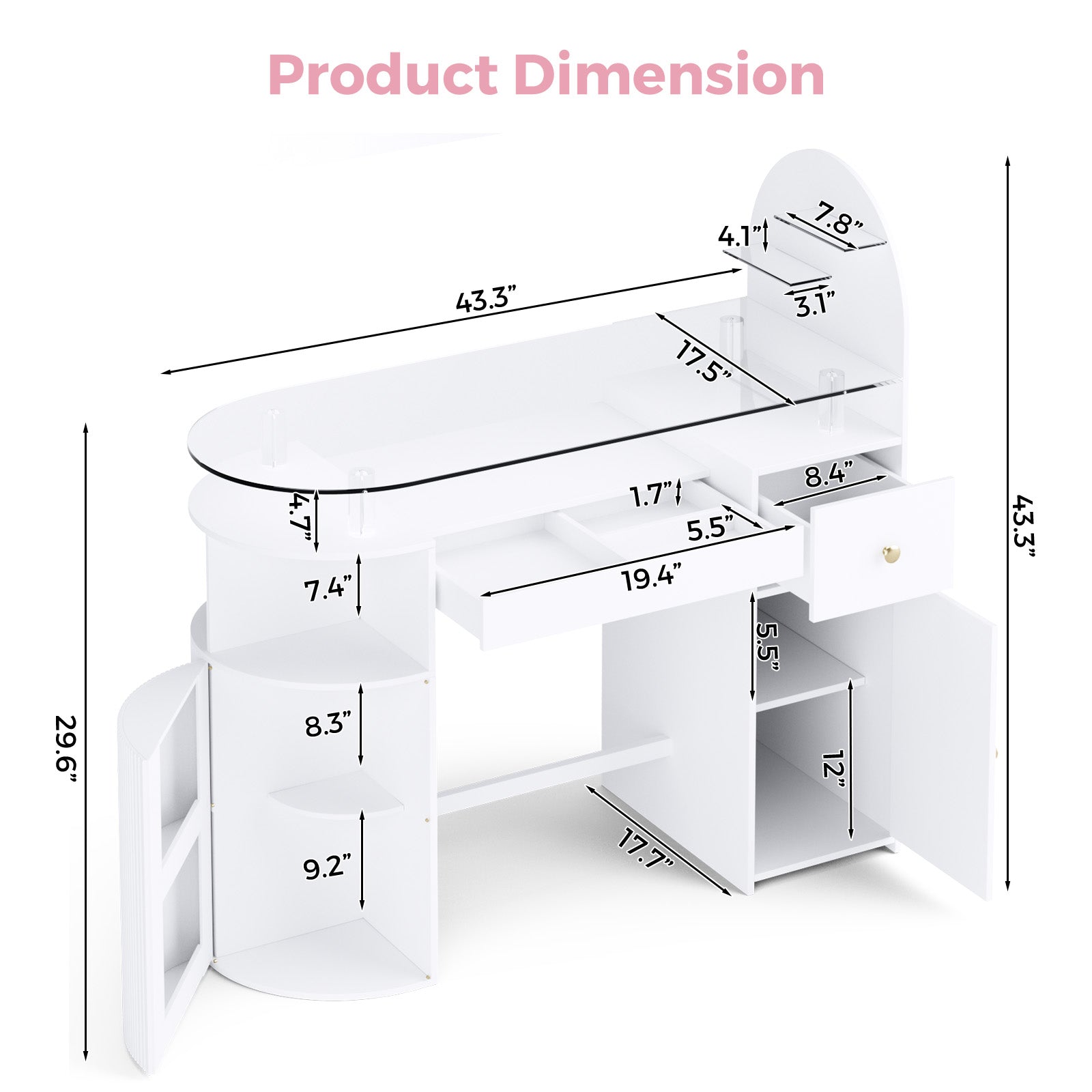 Advwin Nail Table with Tempered Glass Top