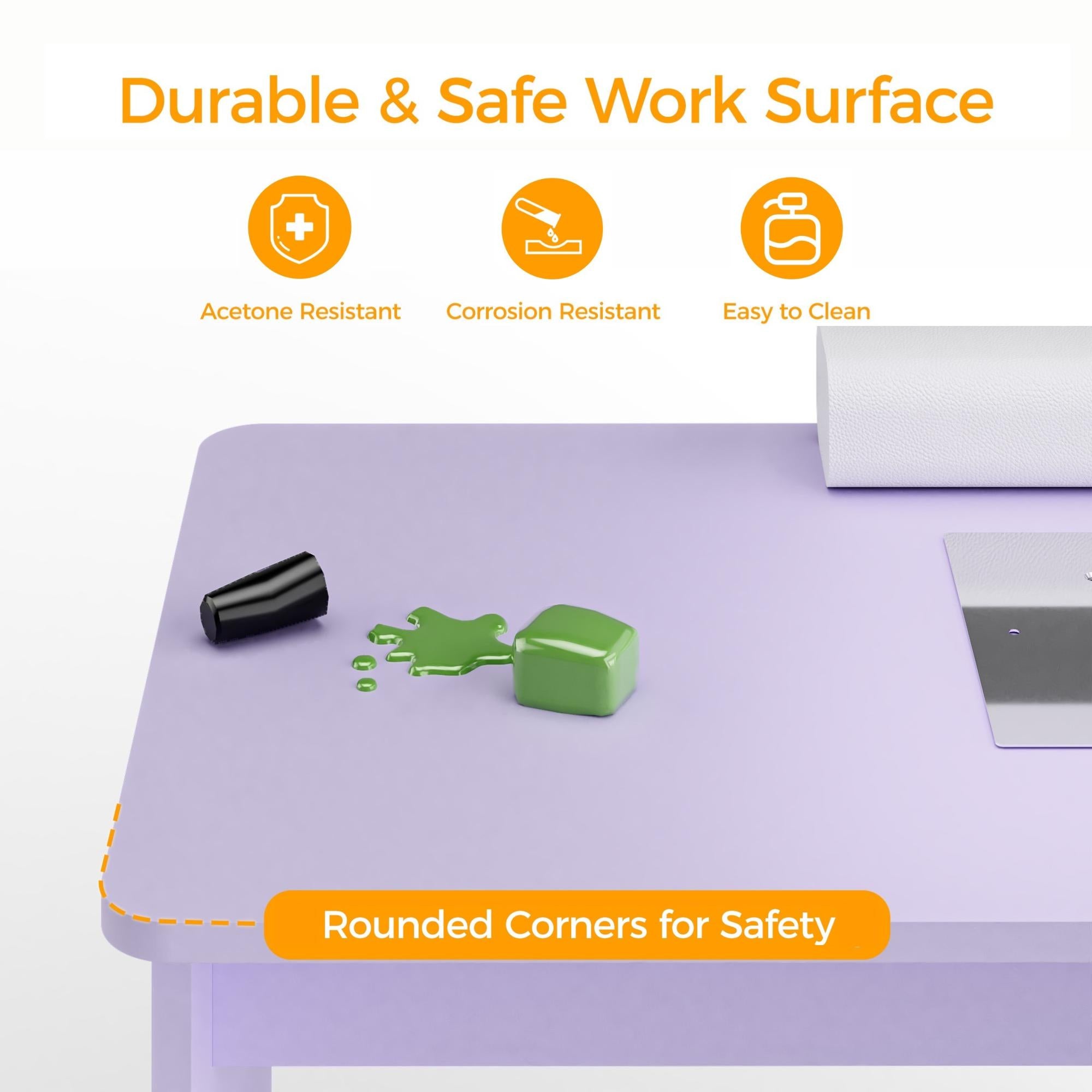 Advwin L-Shaped Rotating Nail Desk with Dust Collector Purple