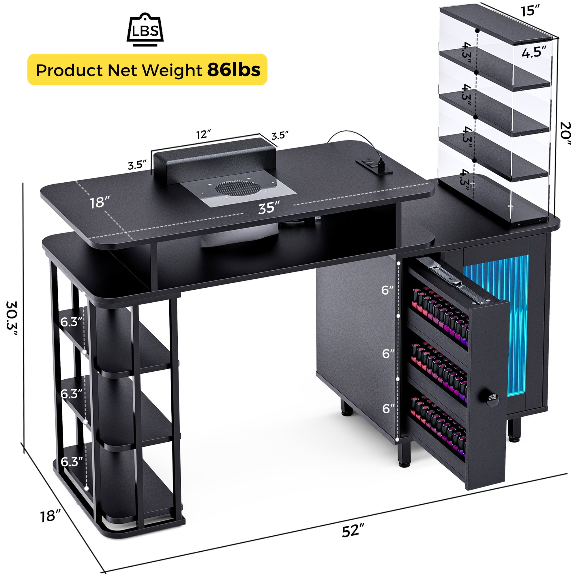 Advwin Manicure Table with LED Light