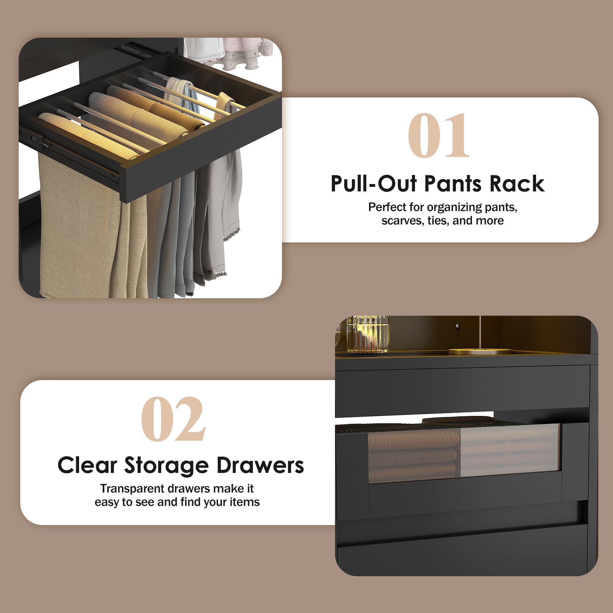 Advwin 6-12 Ft Closet System with LED Lighting
