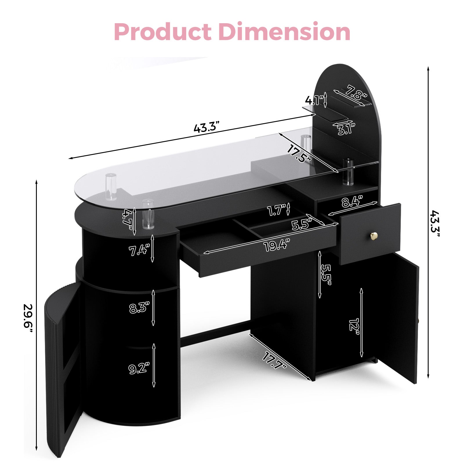 Advwin Nail Table with Tempered Glass Top