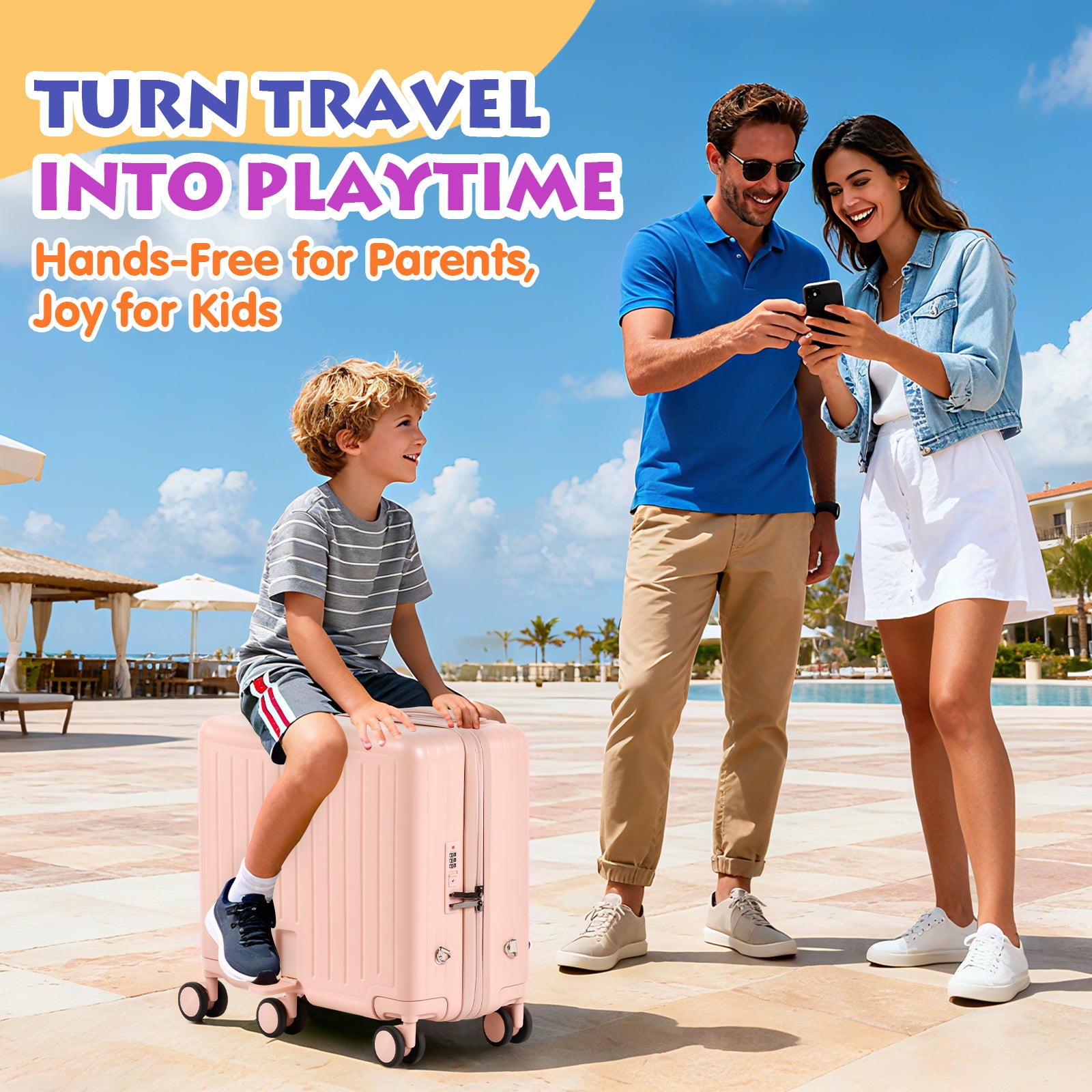 Advwin 20" Kids Ride-On Suitcase with 6 Wheels