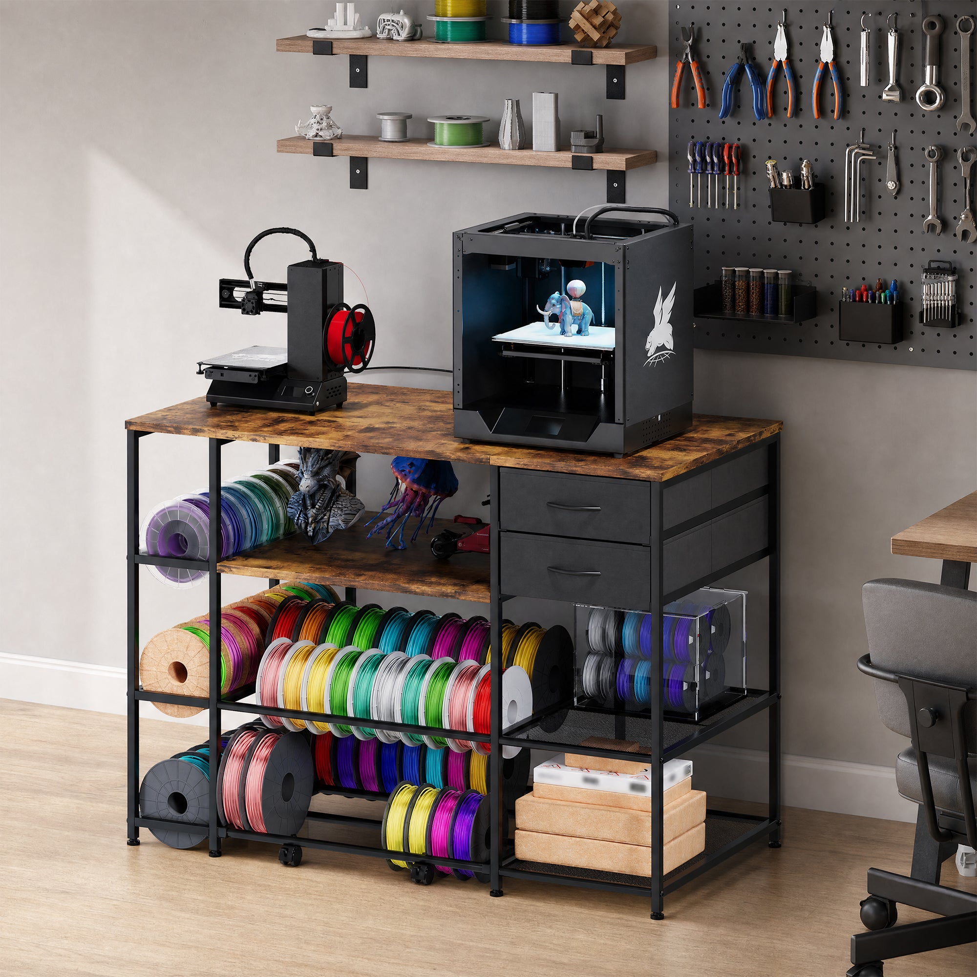 Advwin 3D Printer Stand with Rolling Filament Drawer