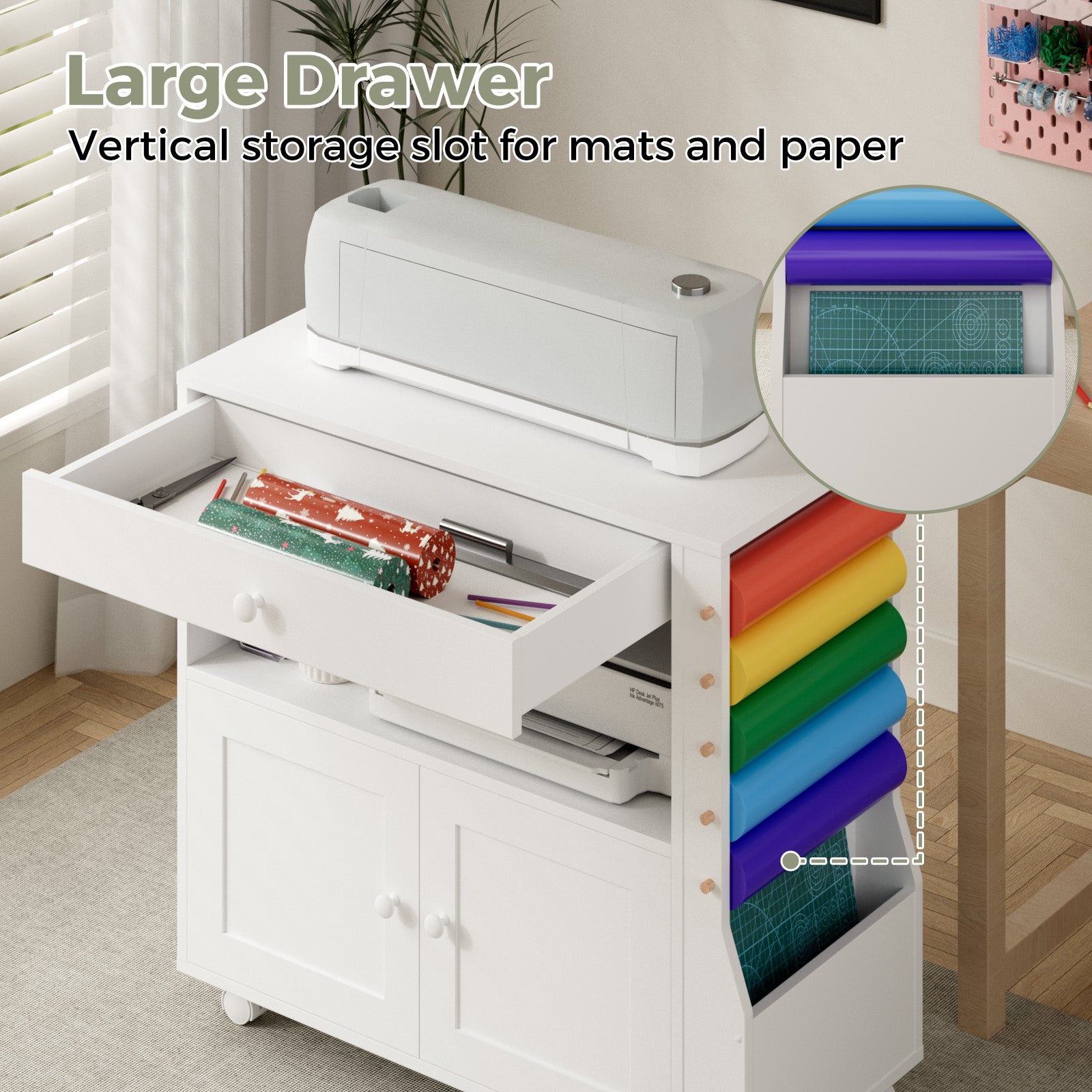 Advwin Storage Cabinet for Cricut Machine with Drawers