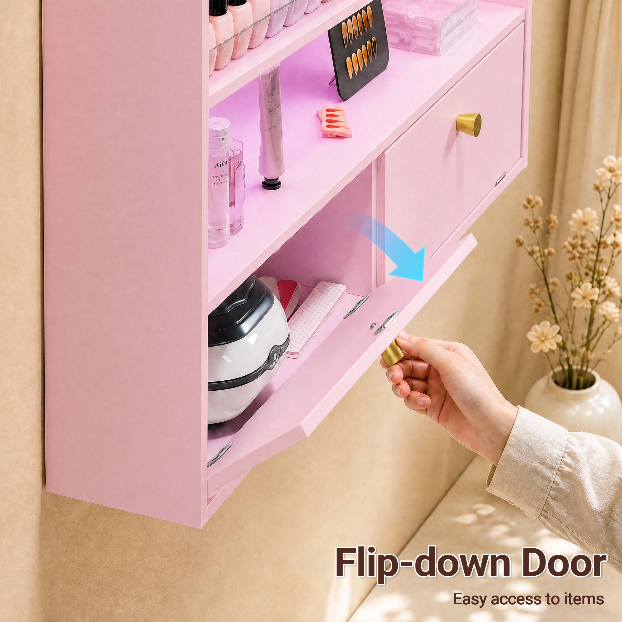 Advwin 5-Tier Nail Polish Display Shelf w/ Drawer