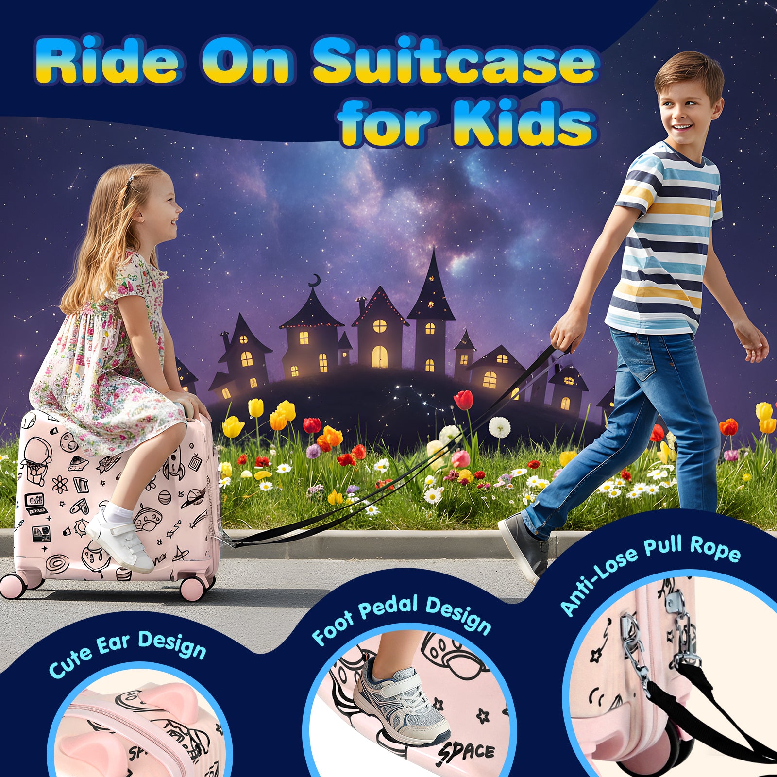 Advwin Kids Ride-On Suitcase DIY Coloring Design