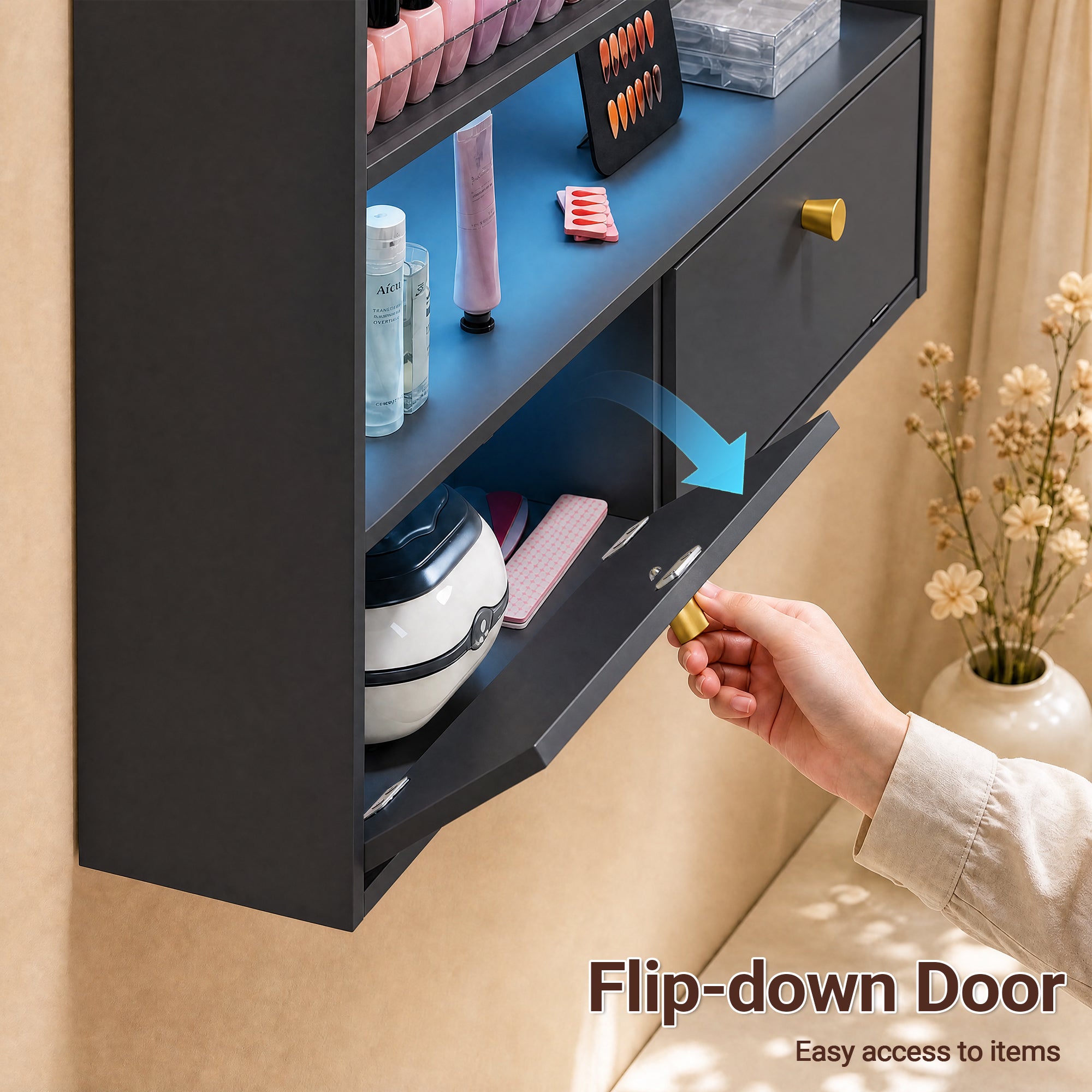 Advwin 5-Tier Nail Polish Display Shelf w/ Drawer