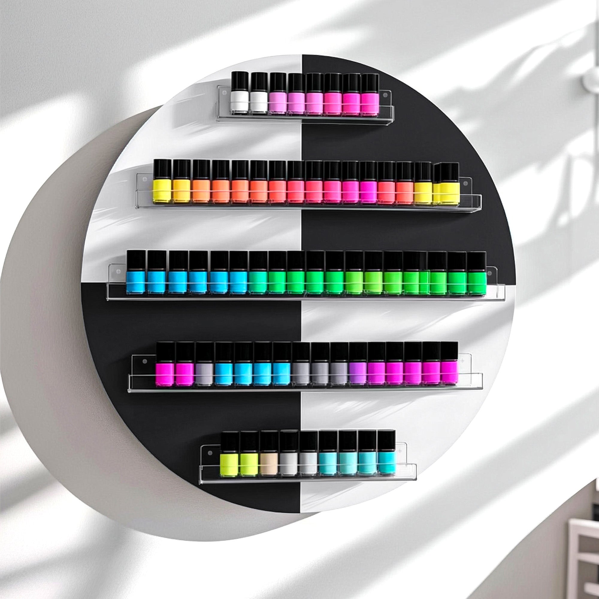 Advwin Wall Mount Round Nail Polish Organizer