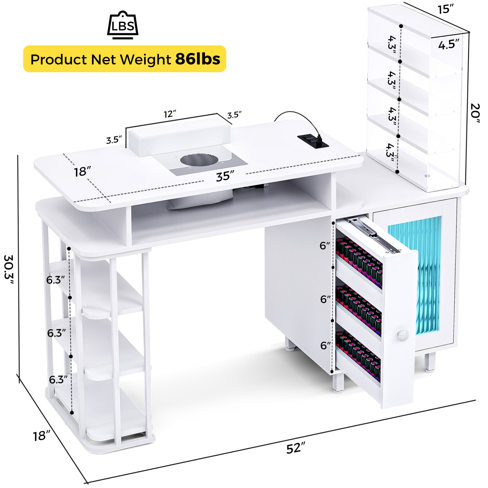 Advwin Manicure Table with LED Light