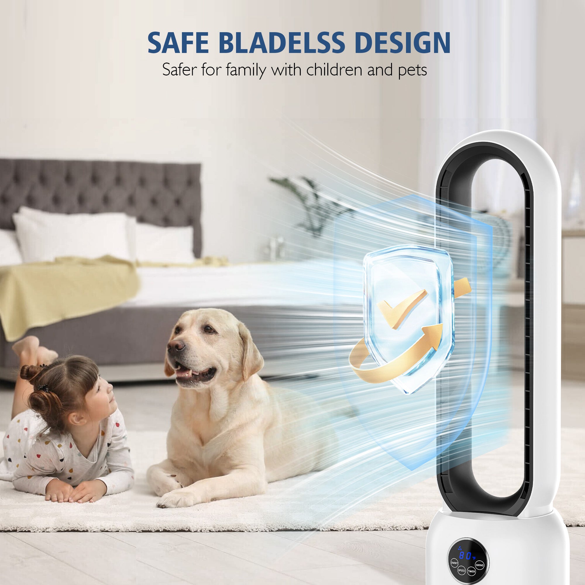 Advwin Upgrated Portable Bladeless Tower Fan