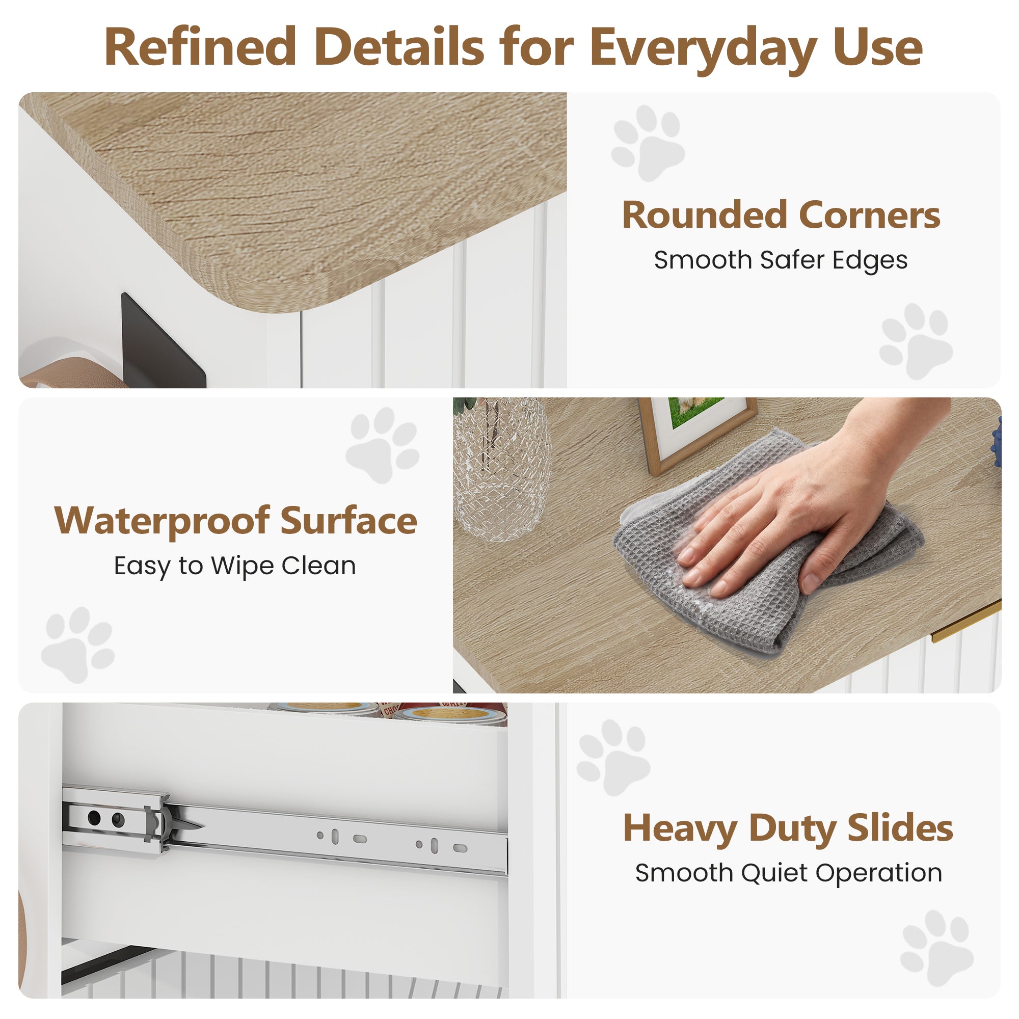 Advwin Dog Feeding Station Cabinet w/ Elevated Bowls