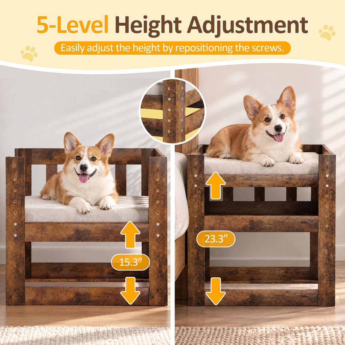 Advwin Adjustable Pet Bunk Bed w/ Stairs & Storage