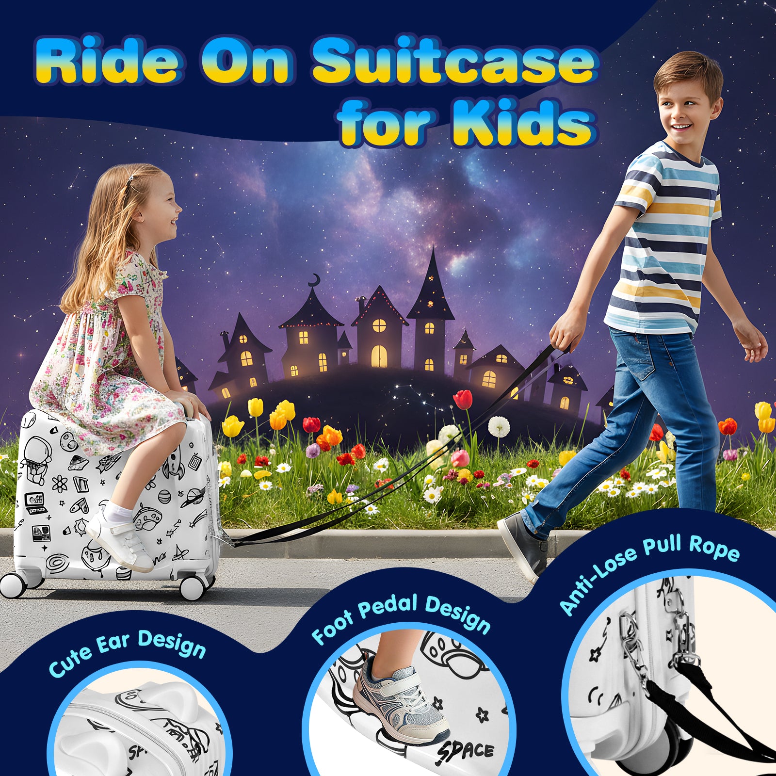 Advwin Kids Ride-On Suitcase DIY Coloring Design