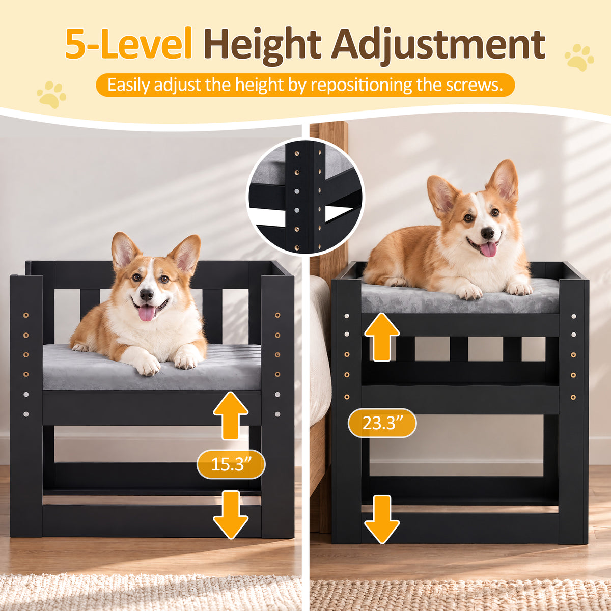 Advwin Adjustable Pet Bunk Bed w/ Stairs & Storage