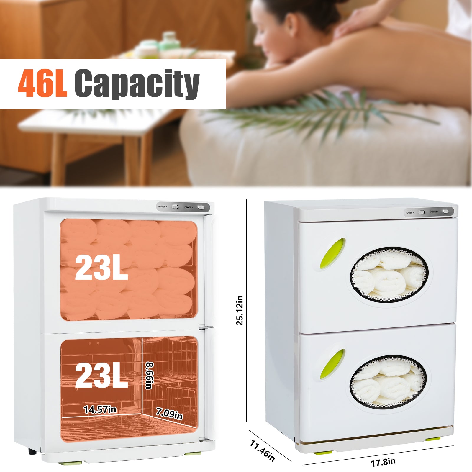 Advwin Hot Towel Warmer Double Cabinet 46L