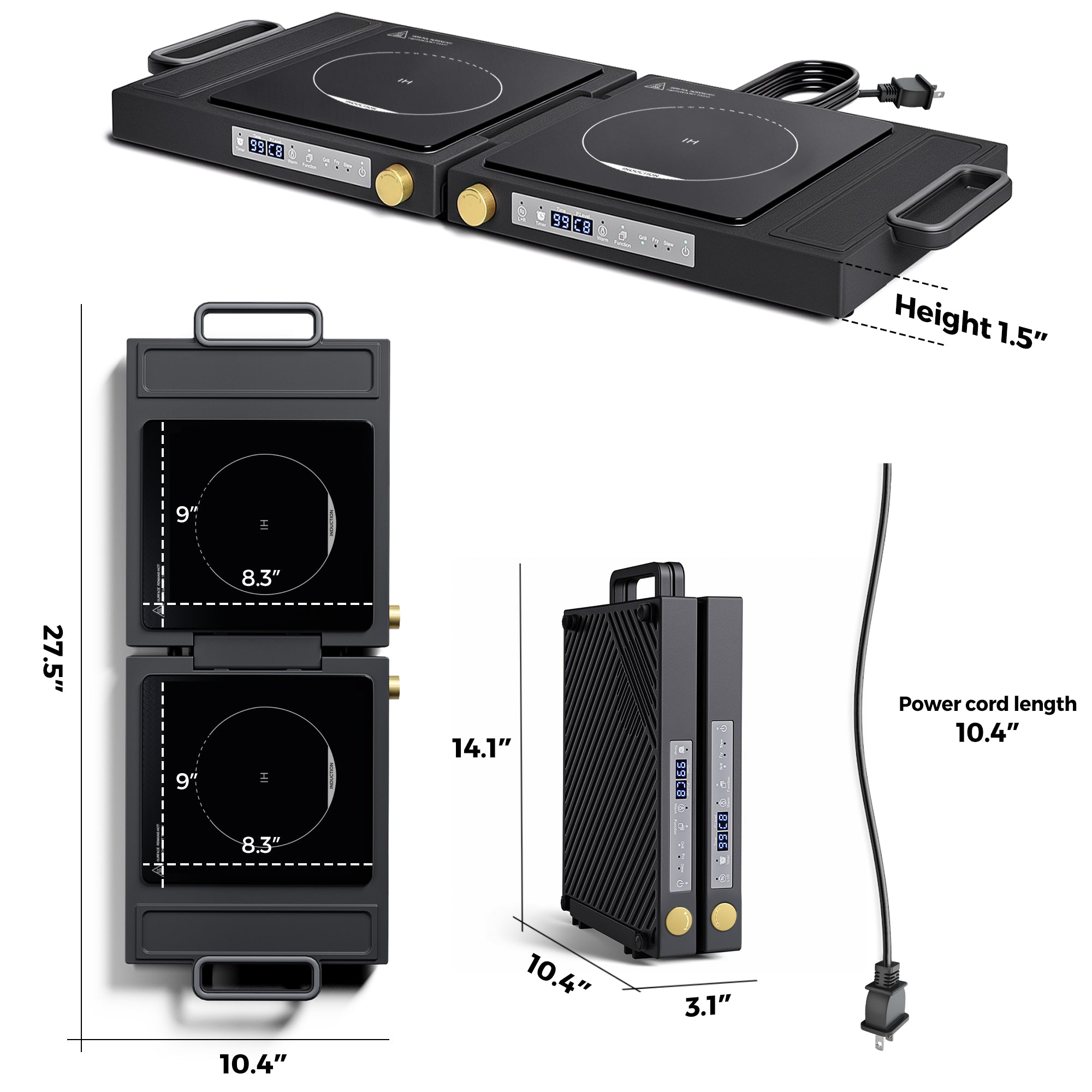 Advwin Folding Double Induction Cooktop Portable