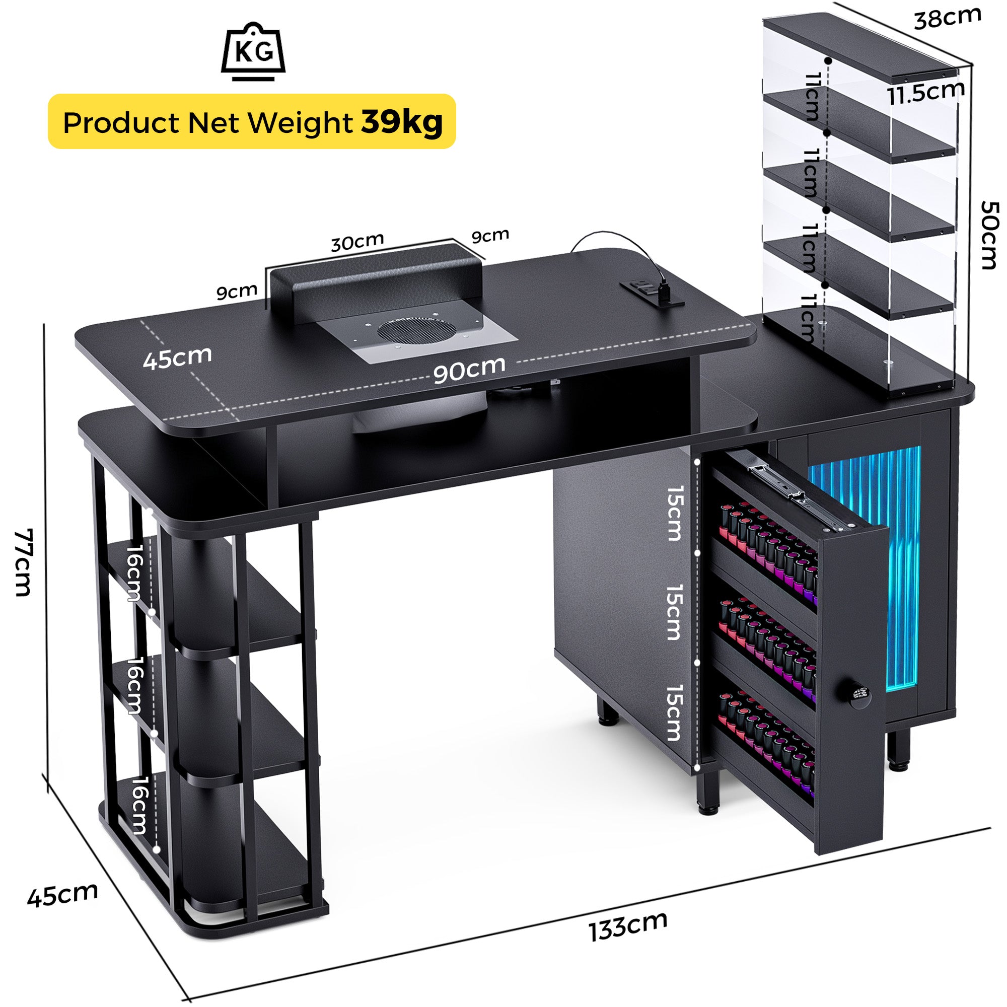 Advwin Manicure Table with LED Light