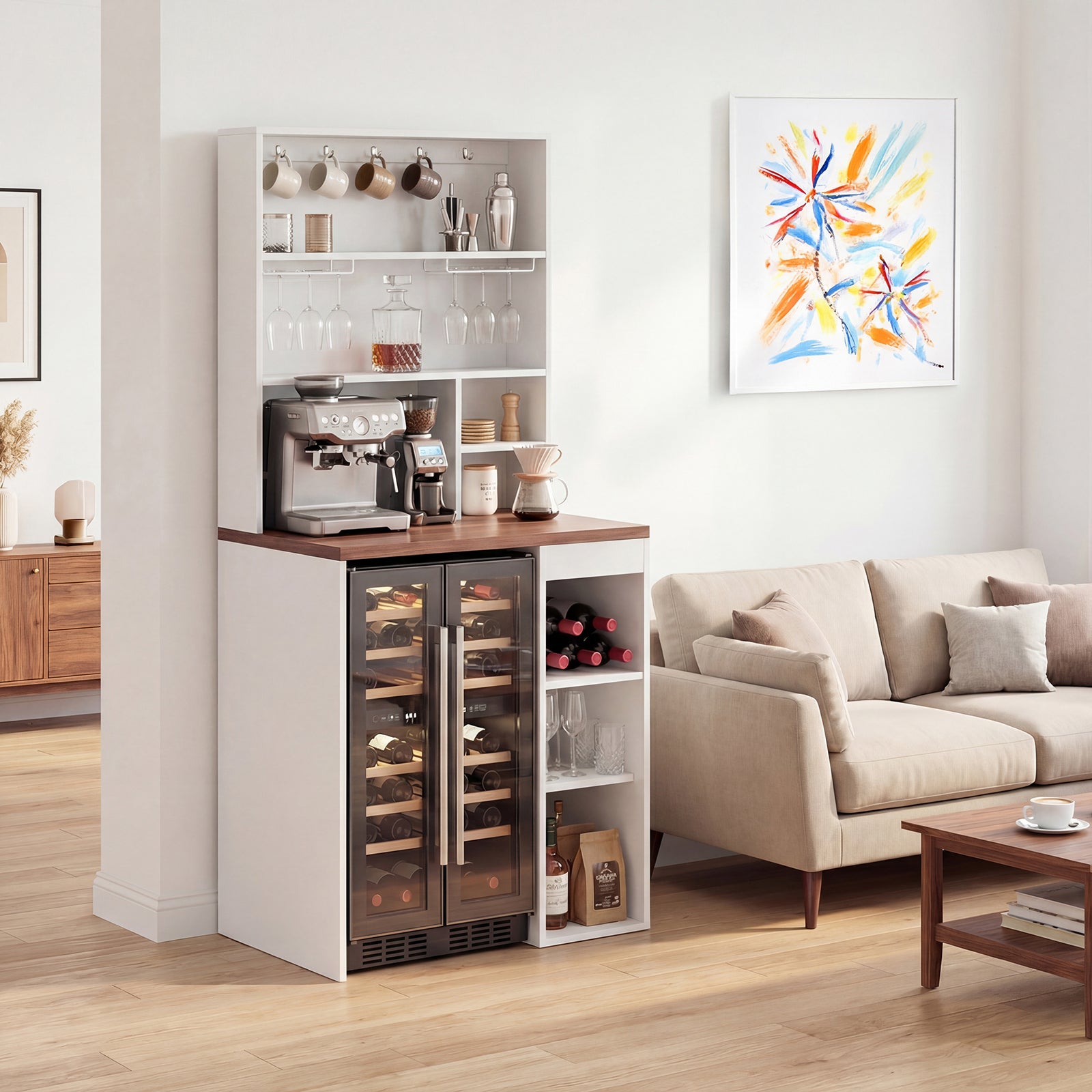 Advwin 8-Tier Tall Home Coffee Bar Cabinet