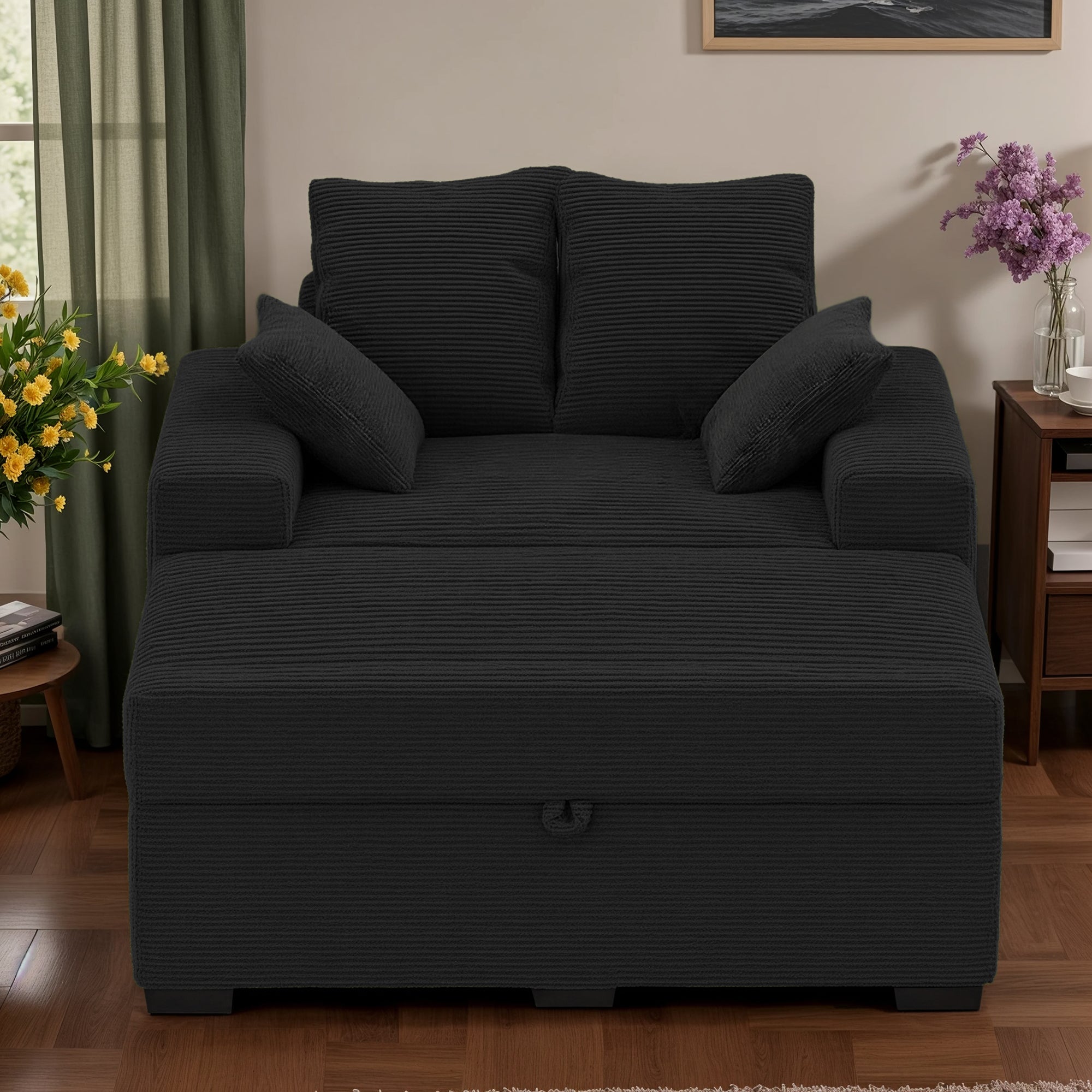 Advwin Chaise Lounge with Storage Ottoman Medium-Rib