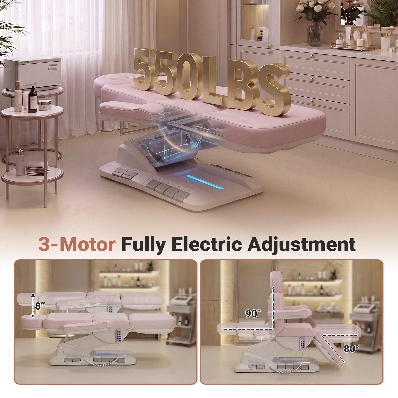 Advwin 3 Motor Adjustable Electric Esthetician Bed