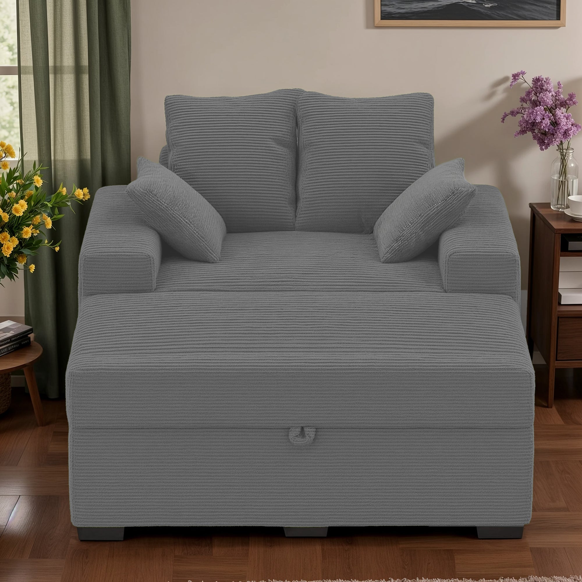 Advwin Chaise Lounge with Storage Ottoman Medium-Rib