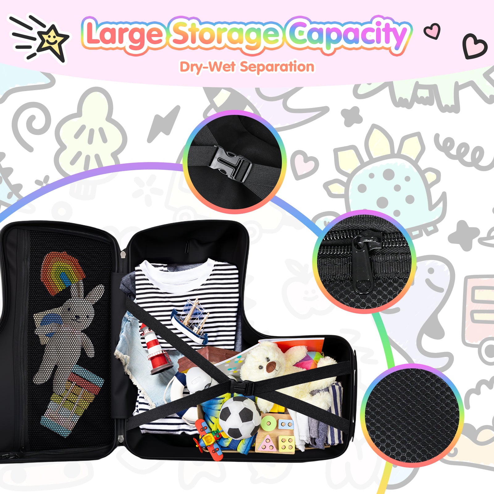 Advwin Kids Ride-On Suitcase Customizable Graffiti Surface